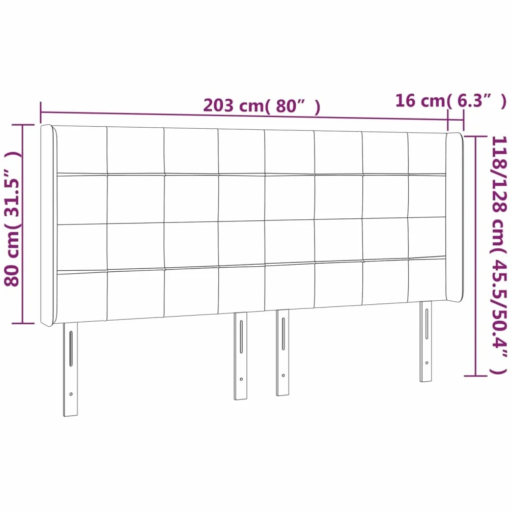 Cabecero de cama LED marrón oscuro, 203 x 16 x 118/128 cm, altura ajustable con tiras LED coloridas, acolchado transpirable, cabecero para jóvenes y adultos en el dormitorio