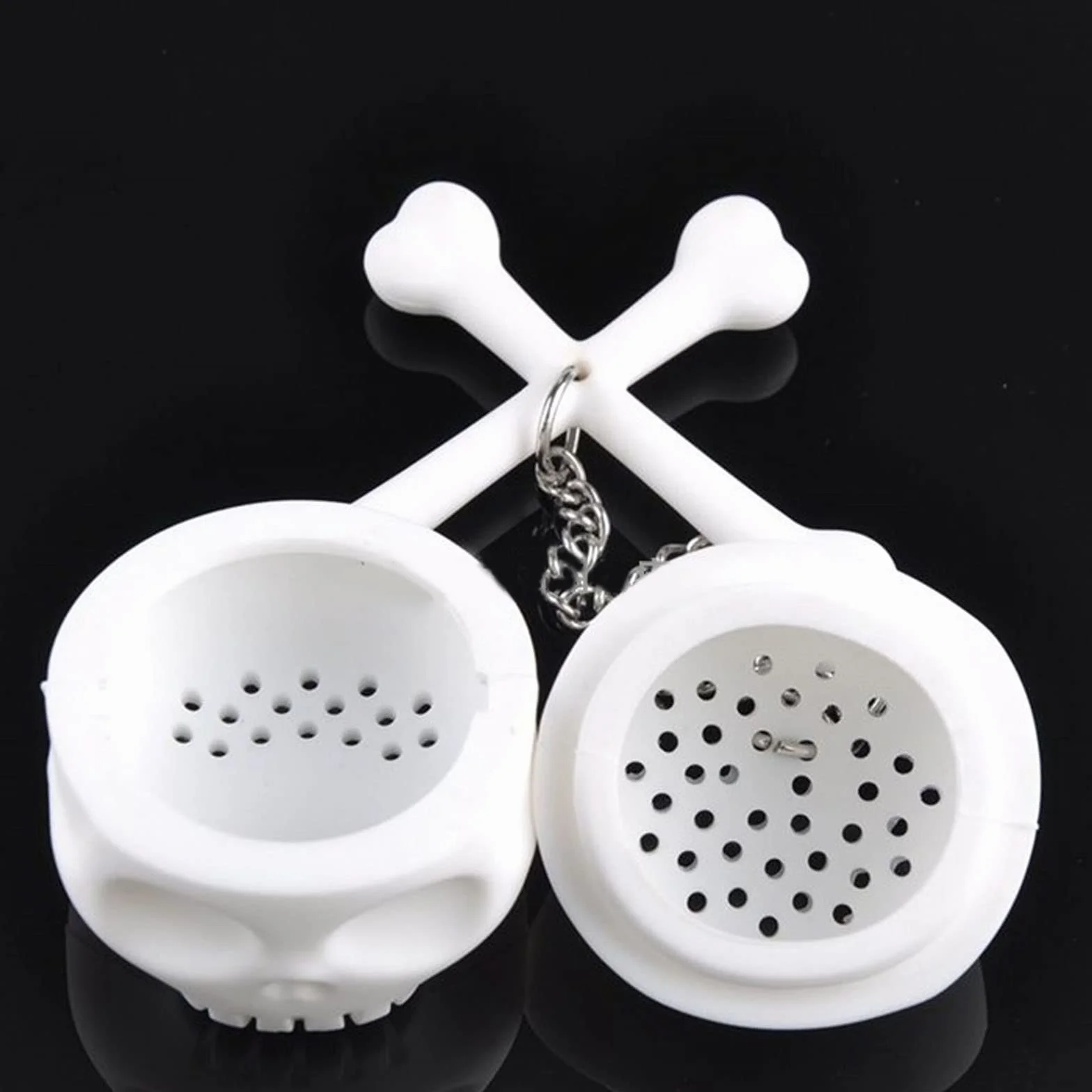 Infusor de hojas de té sueltas de silicona de grado alimenticio, con forma de calavera de hueso, filtro para tetera, té, taza de café
