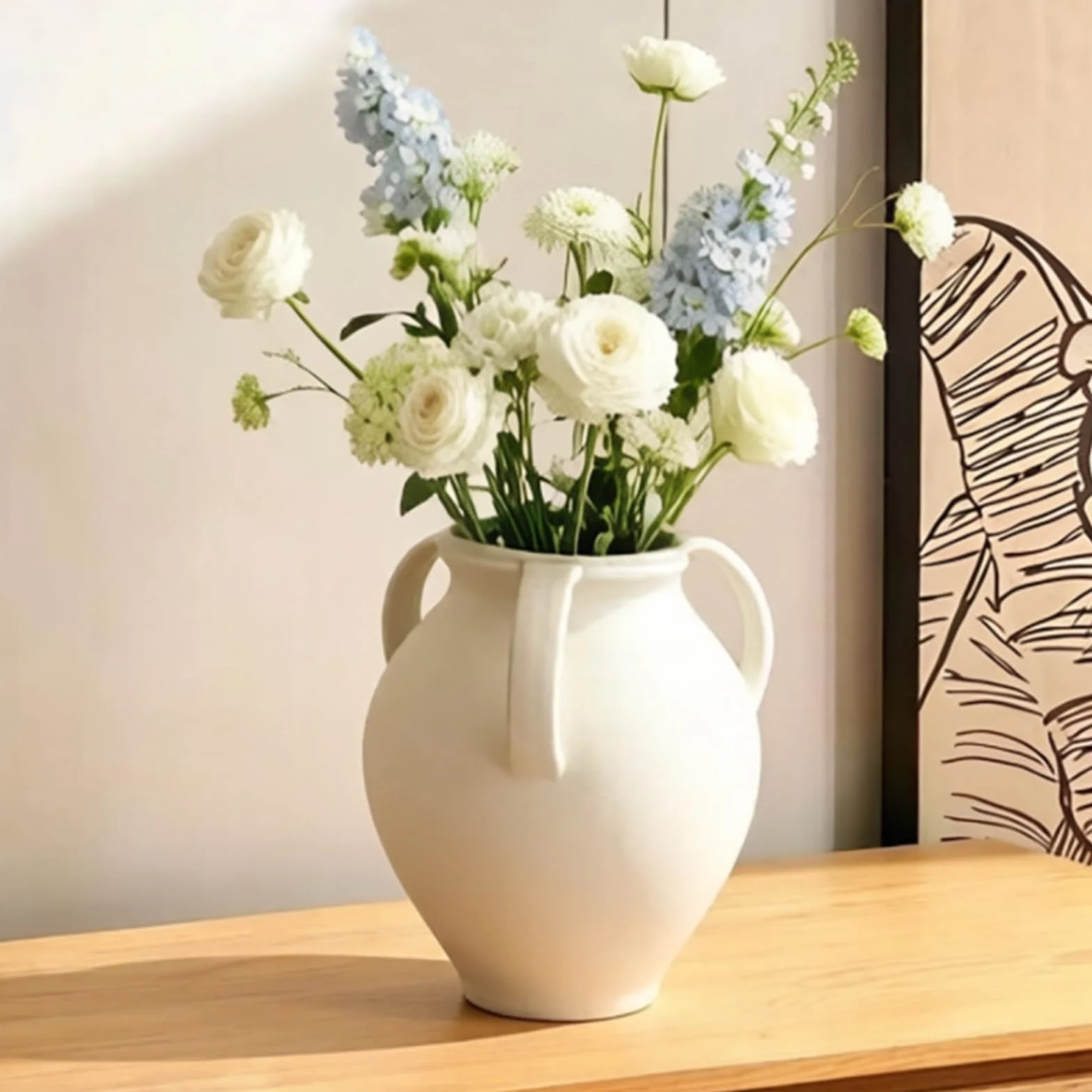 Jarrón de Cerámica Jarrón Florero Vasija Centro de Mesa con Forma Clásica de y Textura Artesanal Acabado Mate Sobrio Adecuado para Composiciones Florales Sala Repisa Entrada, Negro