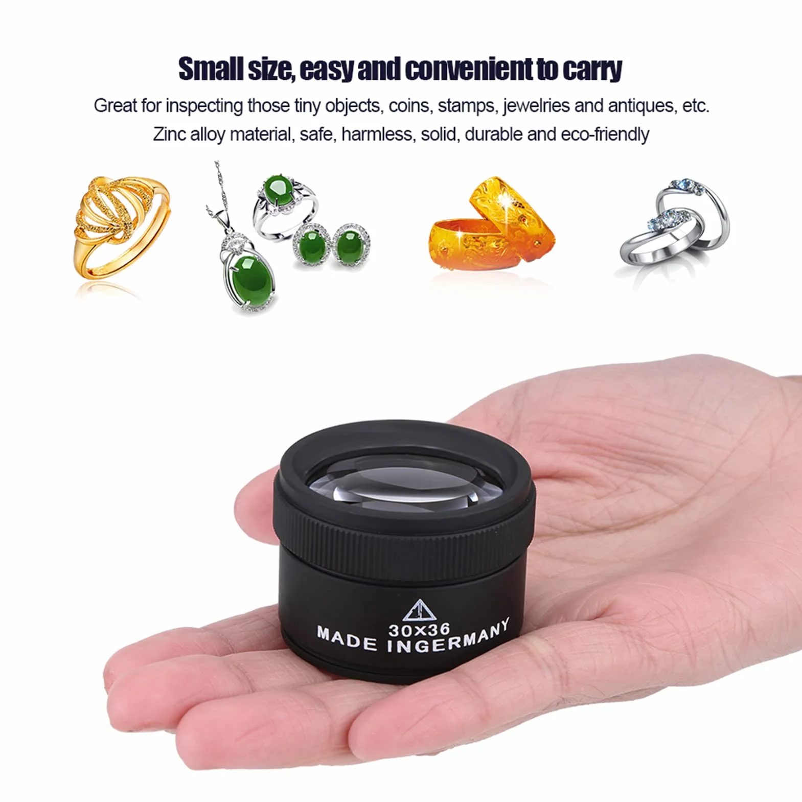 Lupa de Relojero, lupa de lupa de joyeros 30x Lente portátil Joyas Lupas Herramienta Lupa de ojo para joyería Monedas Gemas Sellos