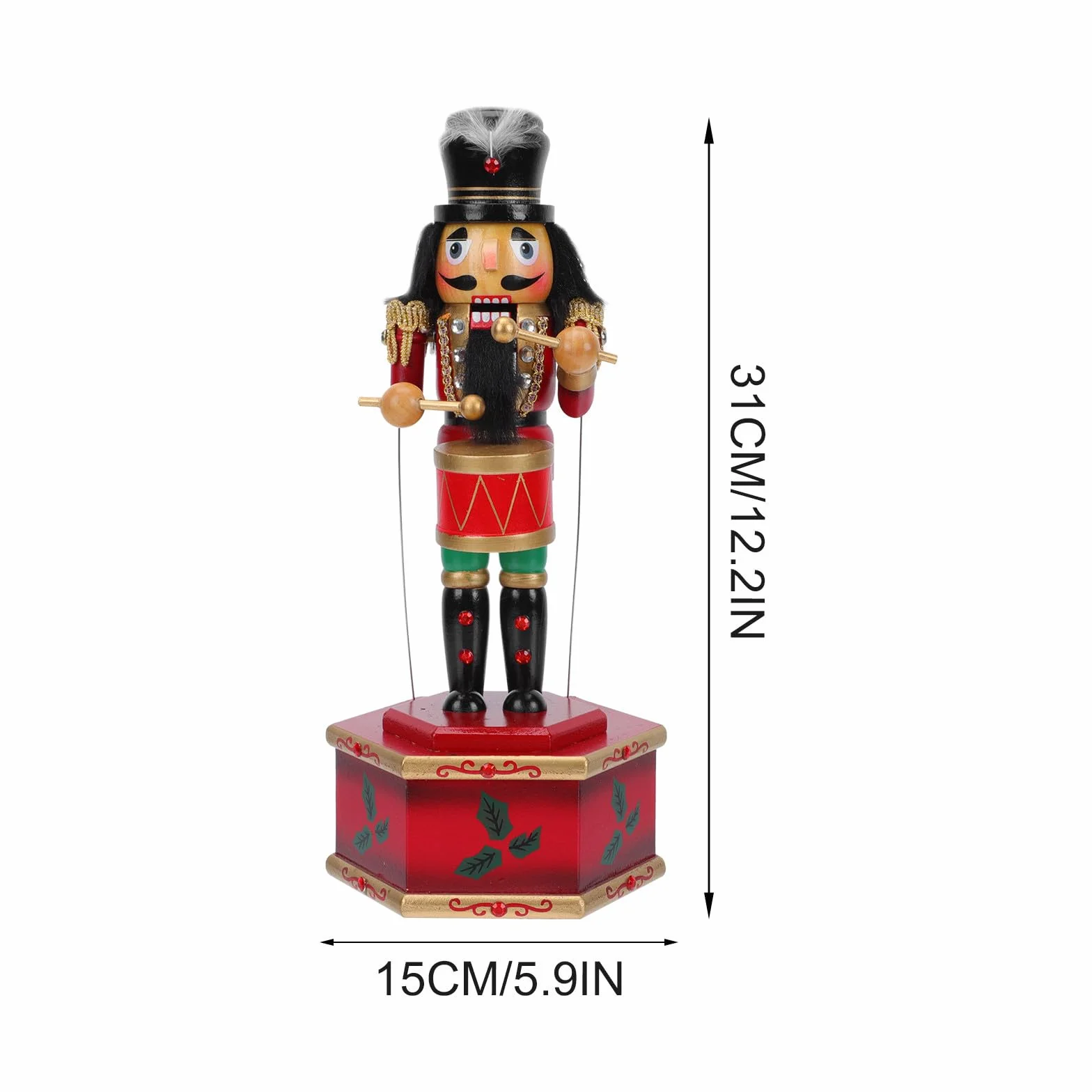 IMIKEYA Caja de Música Decorativa de Madera Cascanueces Negro, Reproducción de Melodías y Diseño Creativo para Oficina y Fiestas Navideñas