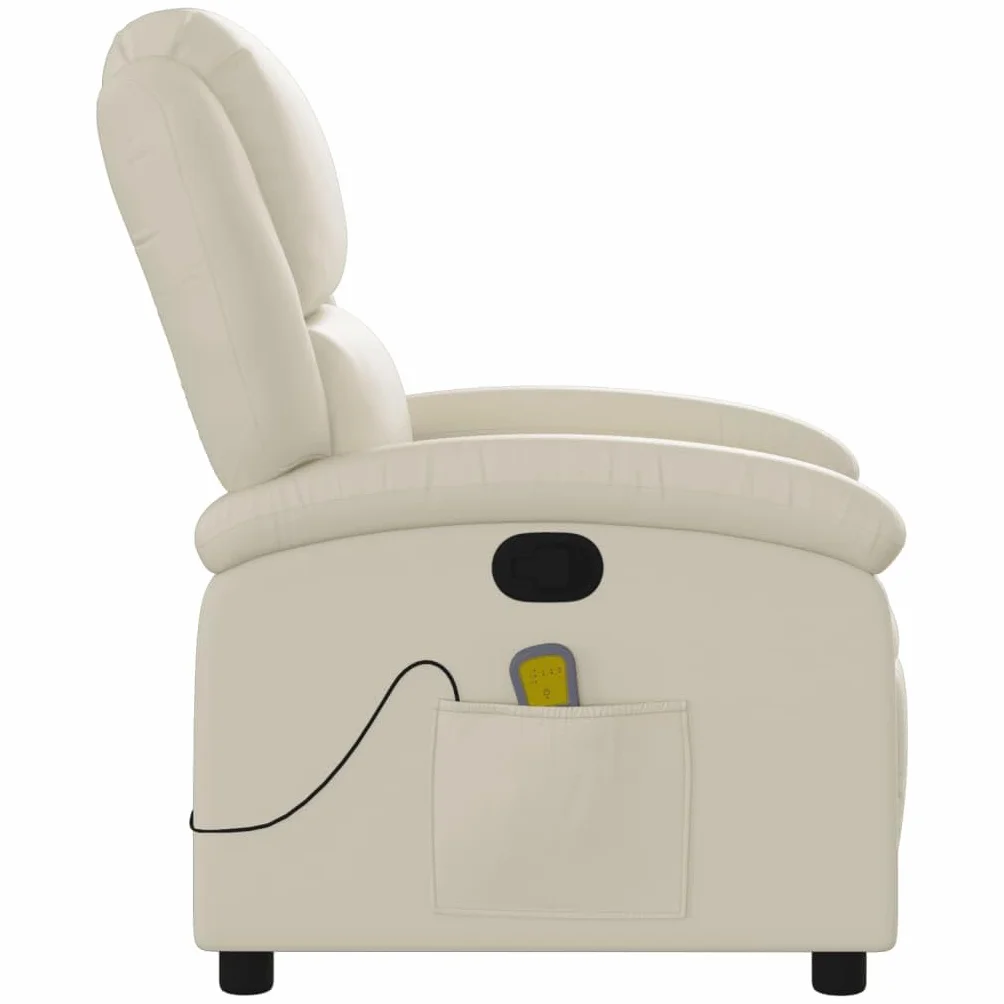 IKAYAA Sillón Masaje Reclinable Sillón Masaje Eléctrico Sillon Relax Reclinable Sillon Reclinable Manual Sillón Relax de Cuero Sintético, con Prácticos Bolsillo, Crema