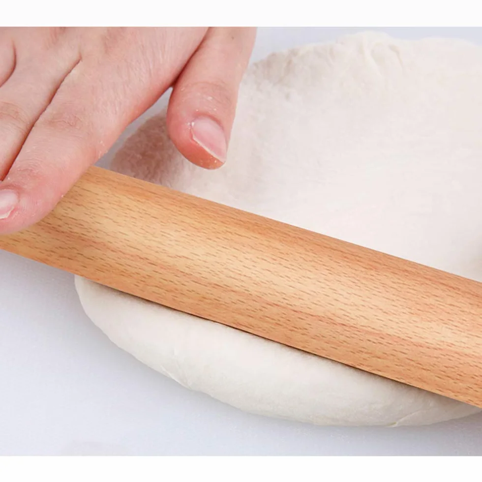 Rodillo de madera Rodillo para masa Rodillo de amasar de madera maciza de primera calidad for hornear y cocinar - Herramienta de cocina versátil for fondant, galletas, pasteles y fideos - Tamaño: 50x3