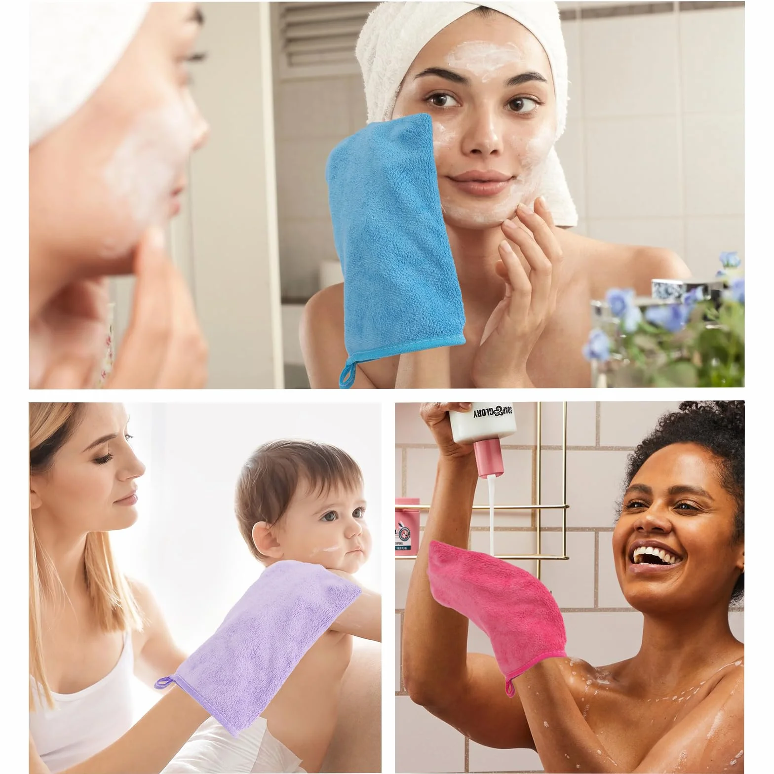 PHOGARY 10 Toallas Faciales Microfibra Premium 15x20 cm Superabsorbentes Secado rápido