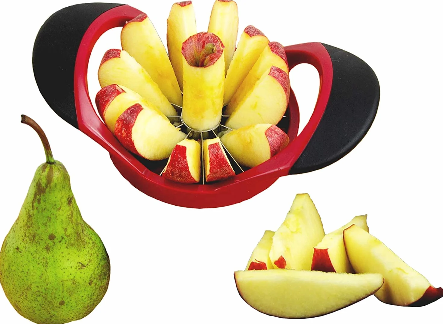 Descorazonador cortador manzanas acero inoxidable mango ergonómico ABS antideslizante 12 hojas grande