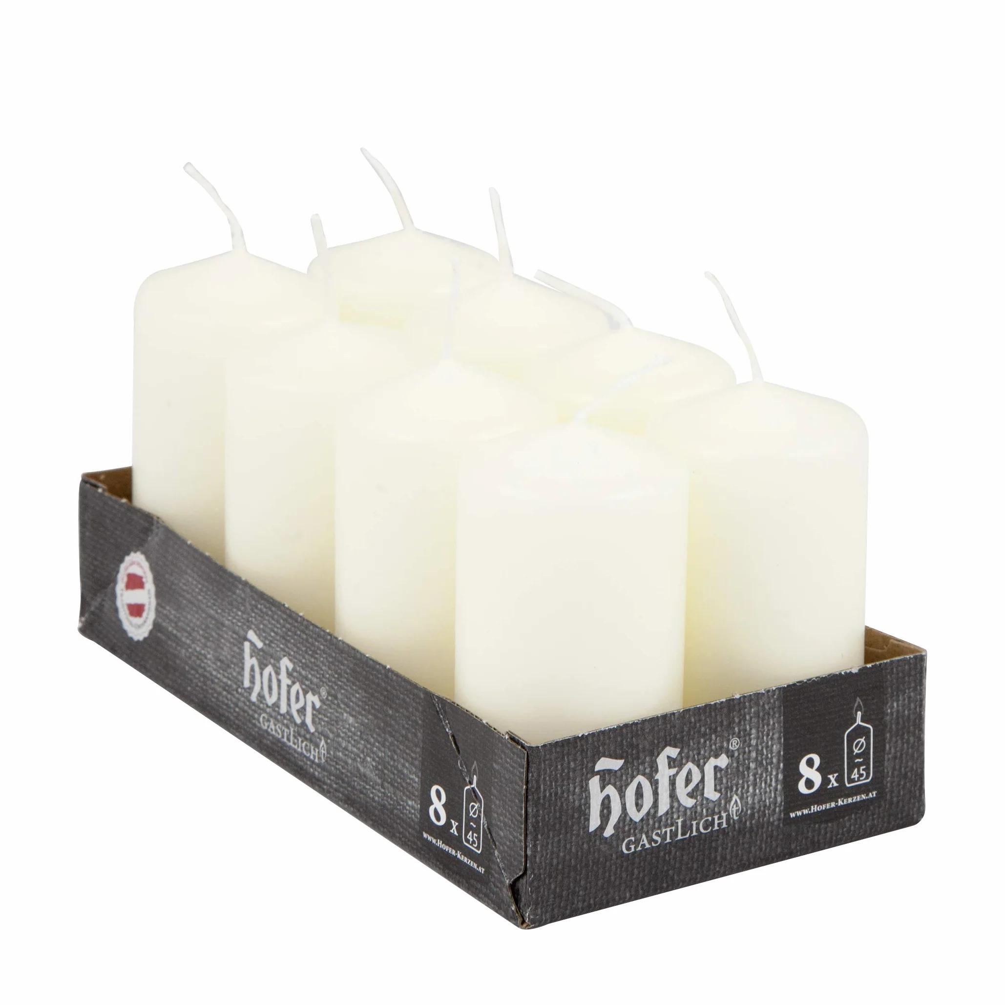 Hofer Velas Pilar Cilíndricas Juego 16 uds 4,5x9 cm Marfil 12 horas Cera antigoteo Sin Olor
