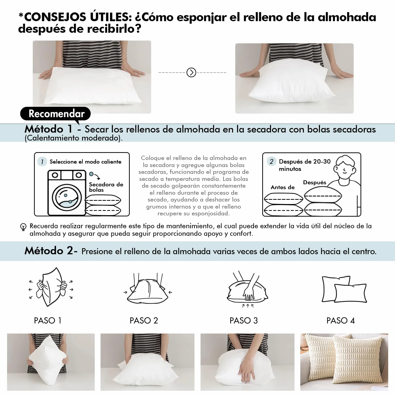 MIULEE Relleno cojín Suave 60x60cm 4u Blanco | Relleno almohada suave relleno incluido, cuadrado/rectangular, decorativo para sofá, sillas y cama