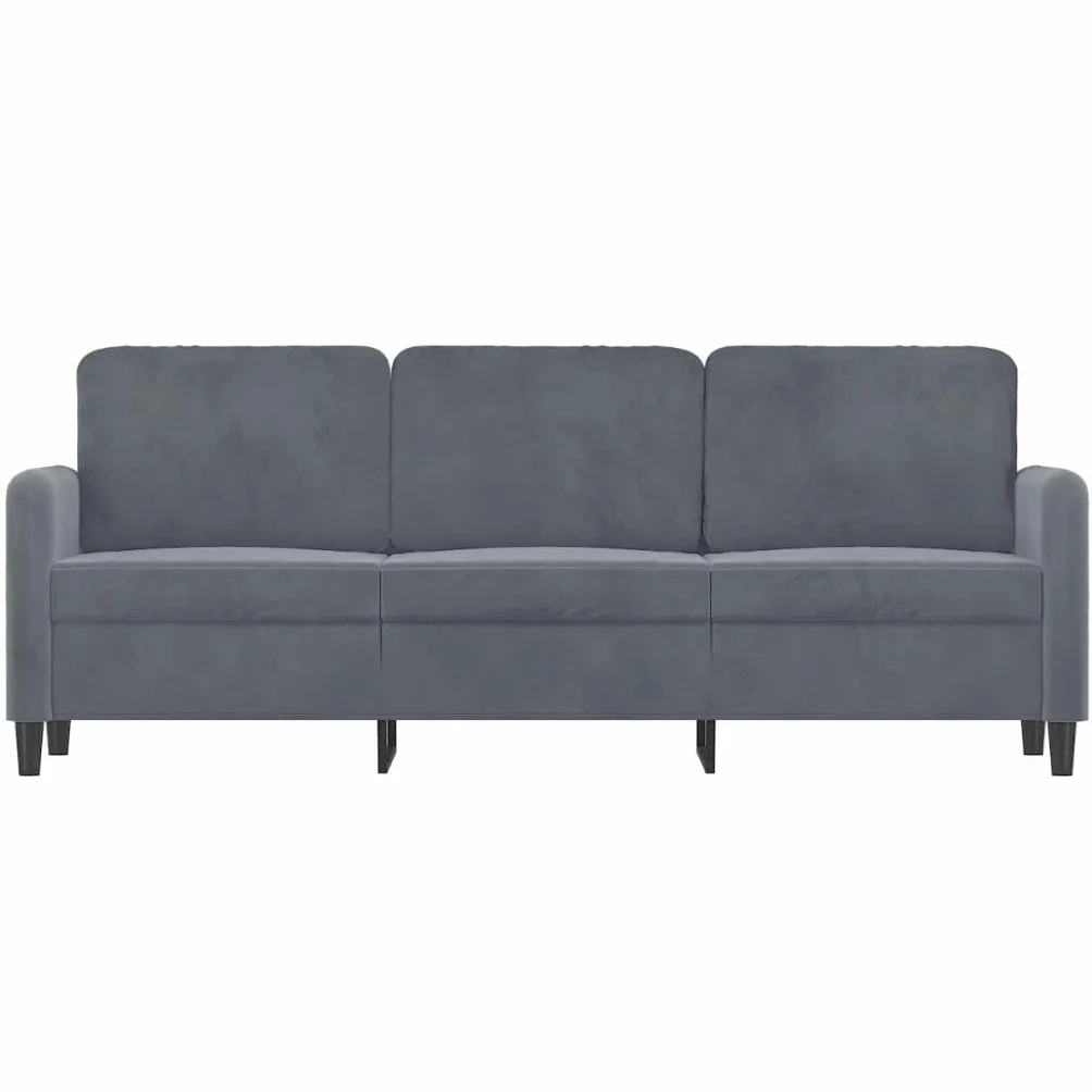 Sofá de 3 plazas Terciopelo Gris Oscuro 180 cm, Sofá con Reposabrazos Respaldo, Sofá Biplaza Tapizado