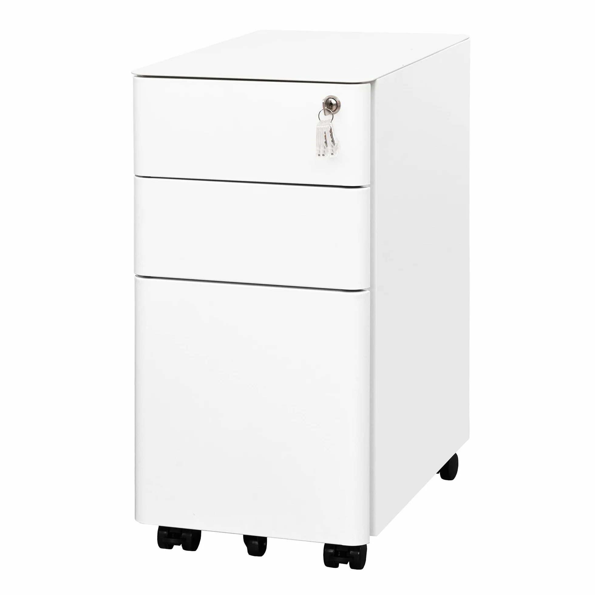 Archivador Móvil, Cajonera de Escritorio Metálica Cerrable, con 4 Llaves, Completamente Ensamblado, para A4/Documentos/Carpetas de Archivo