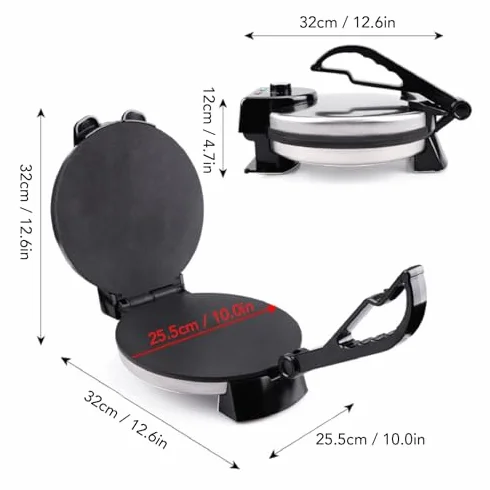 Máquina para hacer torti eléctrica,1800W Máquina para hacer torti con mango antideslizante y antiquemaduras para Chapati Tortilla Burrito Burrito para el desayuno