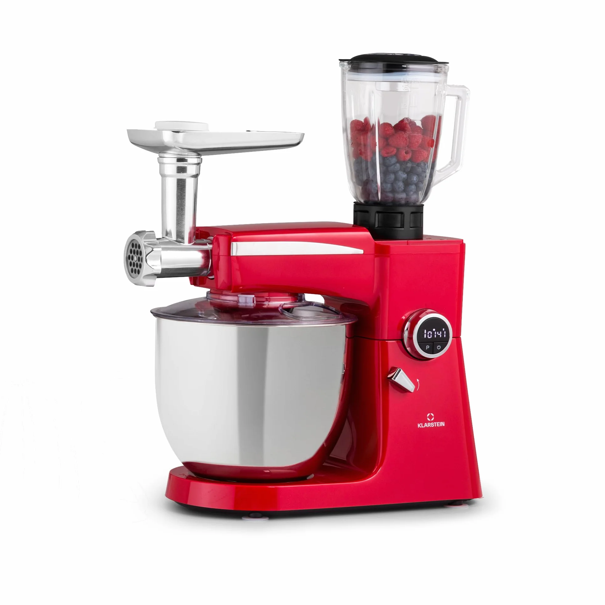Klarstein Robot de Cocina, Batidora Vaso Multifuncional 2000W Con Picadora de Carne, Batidoras y Procesadores 3 en 1 para la Cocina, Electrodomésticos para Cocinar, Amasadora Acero Inoxidable 10l.