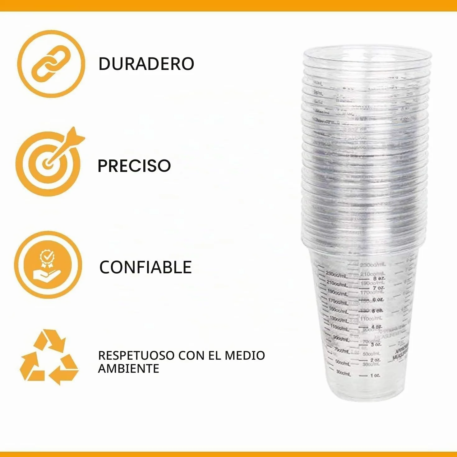 CANOPUS Vasos Medidores Pintura 25PC 300cc Plastico Epoxi Resina