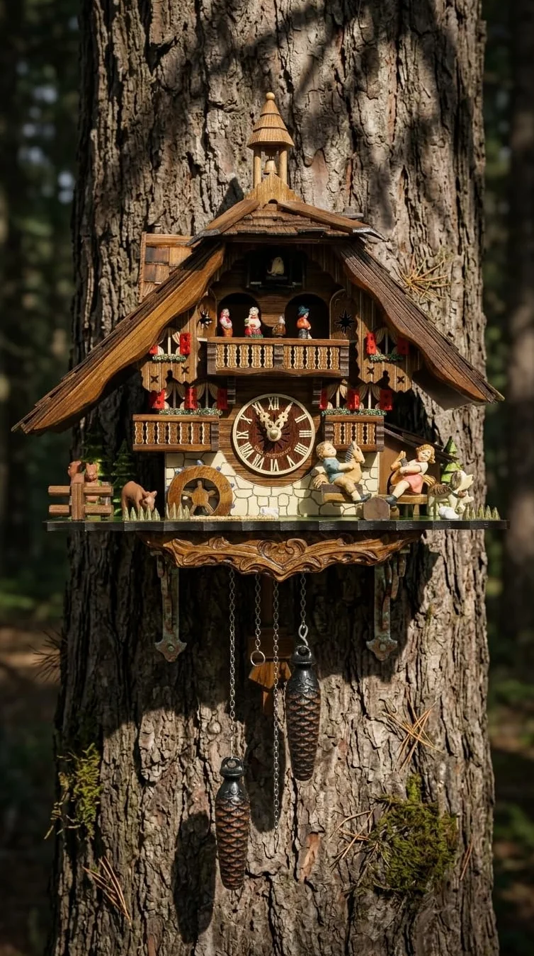 Cuckoo-Palace Reloj de Cuco alemán de la Selva Negra con Movimiento de Cuarzo 42cm de Altura