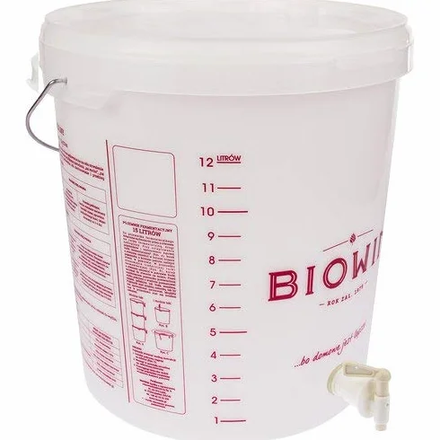 Fermentador con mango 15L + tapa + grifo de plástico - Cubo de plástico para fermentación | Fermentador | Tanque de fermentación | Contenedor de plástico