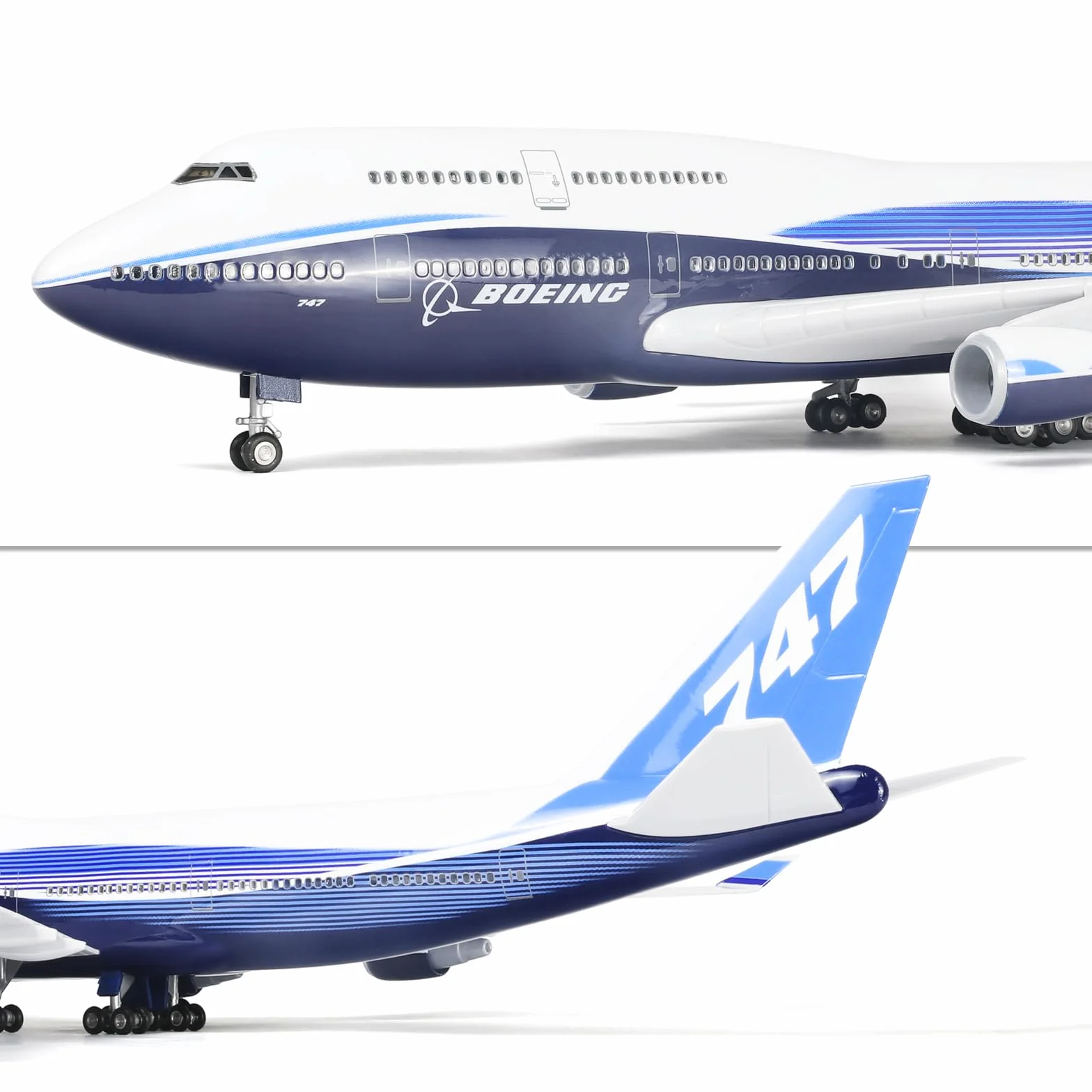 747 Prototipo 1/160 modelo de avión grande -17 pulgadas (largo) Boeing 747 El modelo de avión -Cast para modelo adulto 747 con soporte para entusiastas de la aviación Regalos o Displaydek
