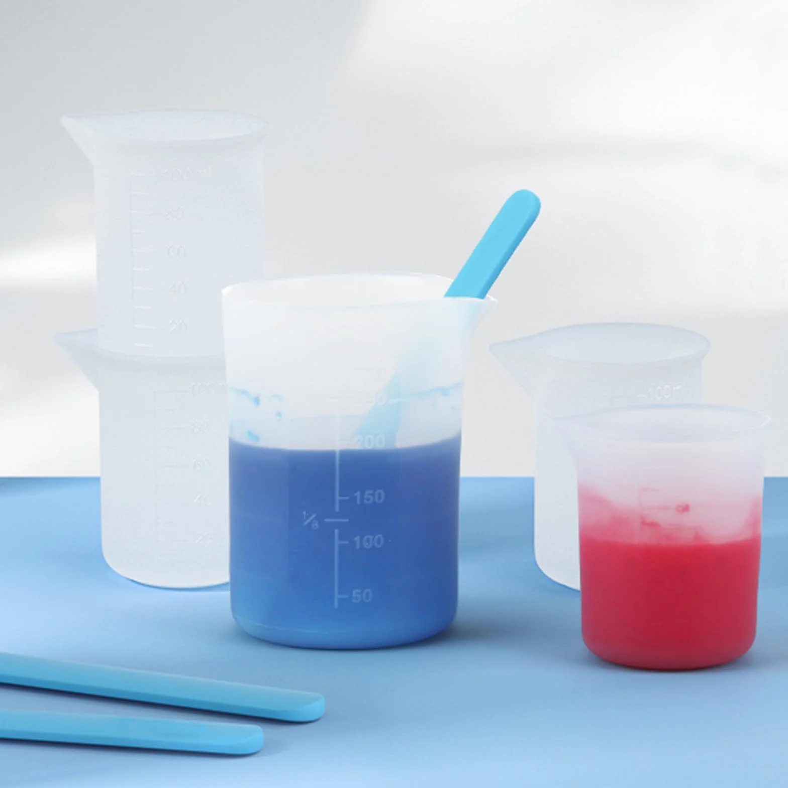 Tazas de Silicona para Resina 30ml/100ml/250ml - Taza Medidora con Escala Precisa para Bricolaje