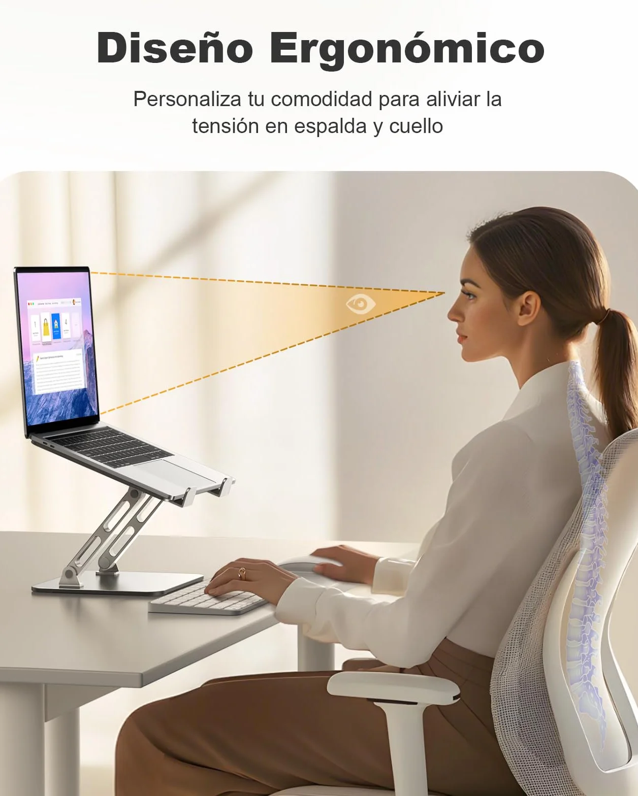 Babacom Soporte Portatil Mesa Refrigeración Laptop Stand Ergonómico Doble Varilla Ajustable Elevador 10-15.6" Portátiles