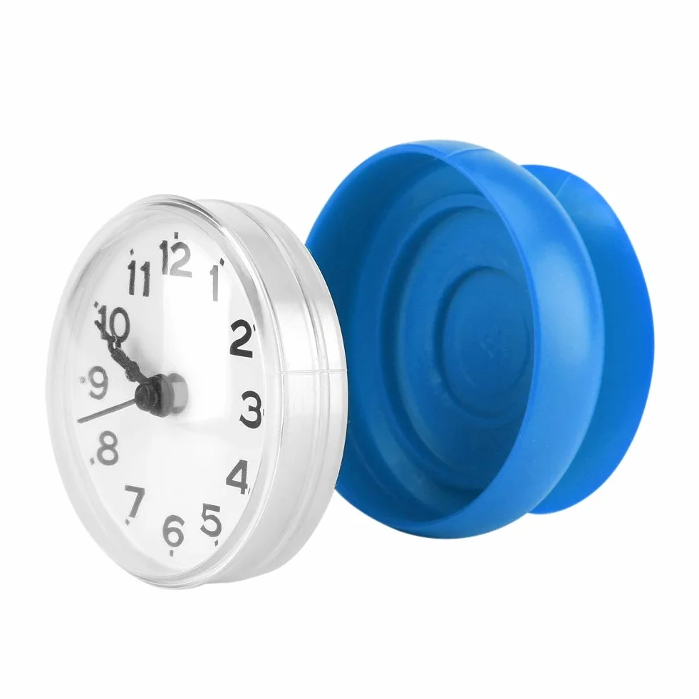 Reloj a Prueba de Agua para Baño con Ventosa, Metal Rojo, Pequeño (Azul)