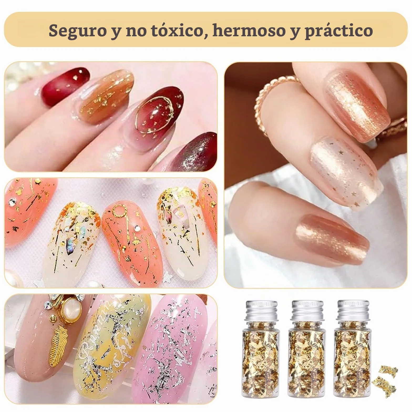 Hojas de Oro Comestibles - Pan Oro para Decorar Pasteles - Manualidades Maquillaje - Copos Lámina Oro para Tartas