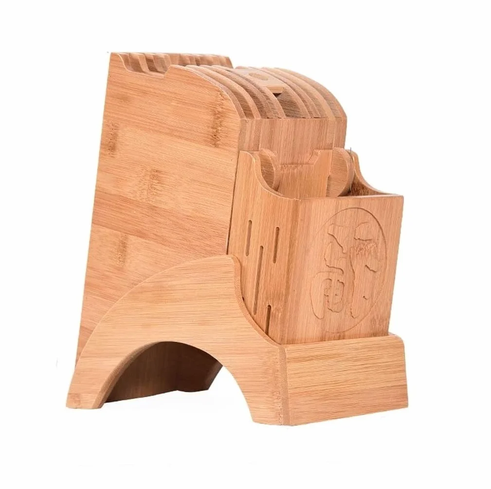 Bloque Cuchillos Cocina Bloque De Cuchillos De Bambú Sin Cuchillos Porta Cuchillos Organizador De Almacenamiento De Cuchillos for Cuchillos Tijeras