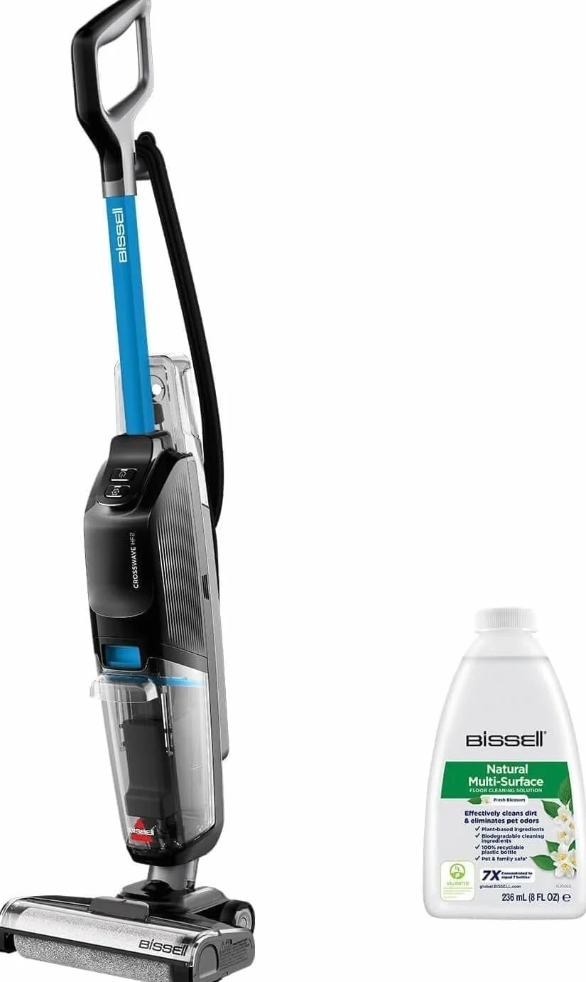 Bissell CrossWave HF2, Aspiradora de Mano con Cable, Aspirado y Mopa en un Solo Paso, Escoba Aspiradora Vertical Ligera, Vacuum Cleaner Potente, Aspiradora de Agua, Solo para Suelos Duros, 3845N