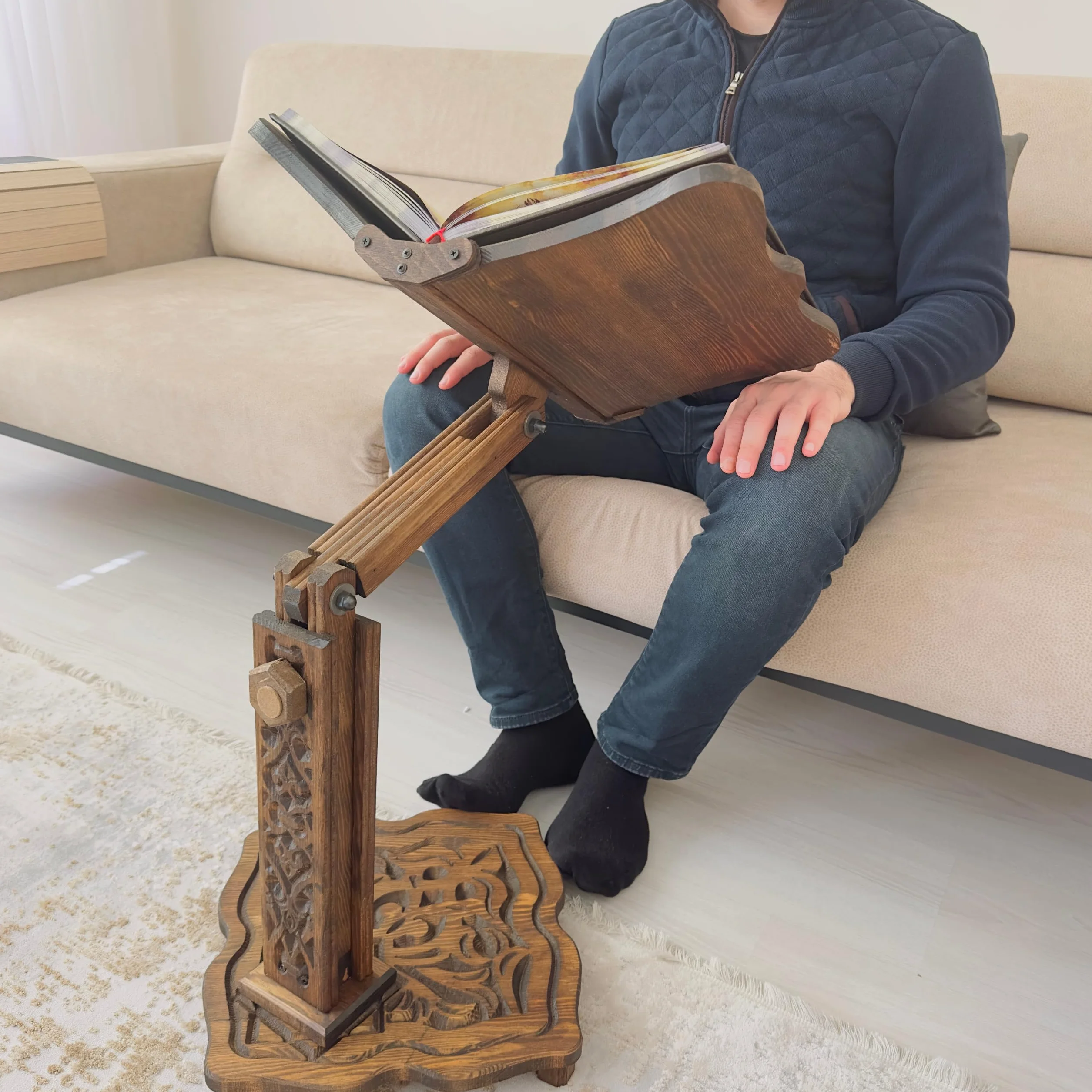 Soporte de madera ajustable de gran tamaño para libros pesados | Corán, Biblia, diccionario, soporte para libros de cocina, soporte multifuncional enorme