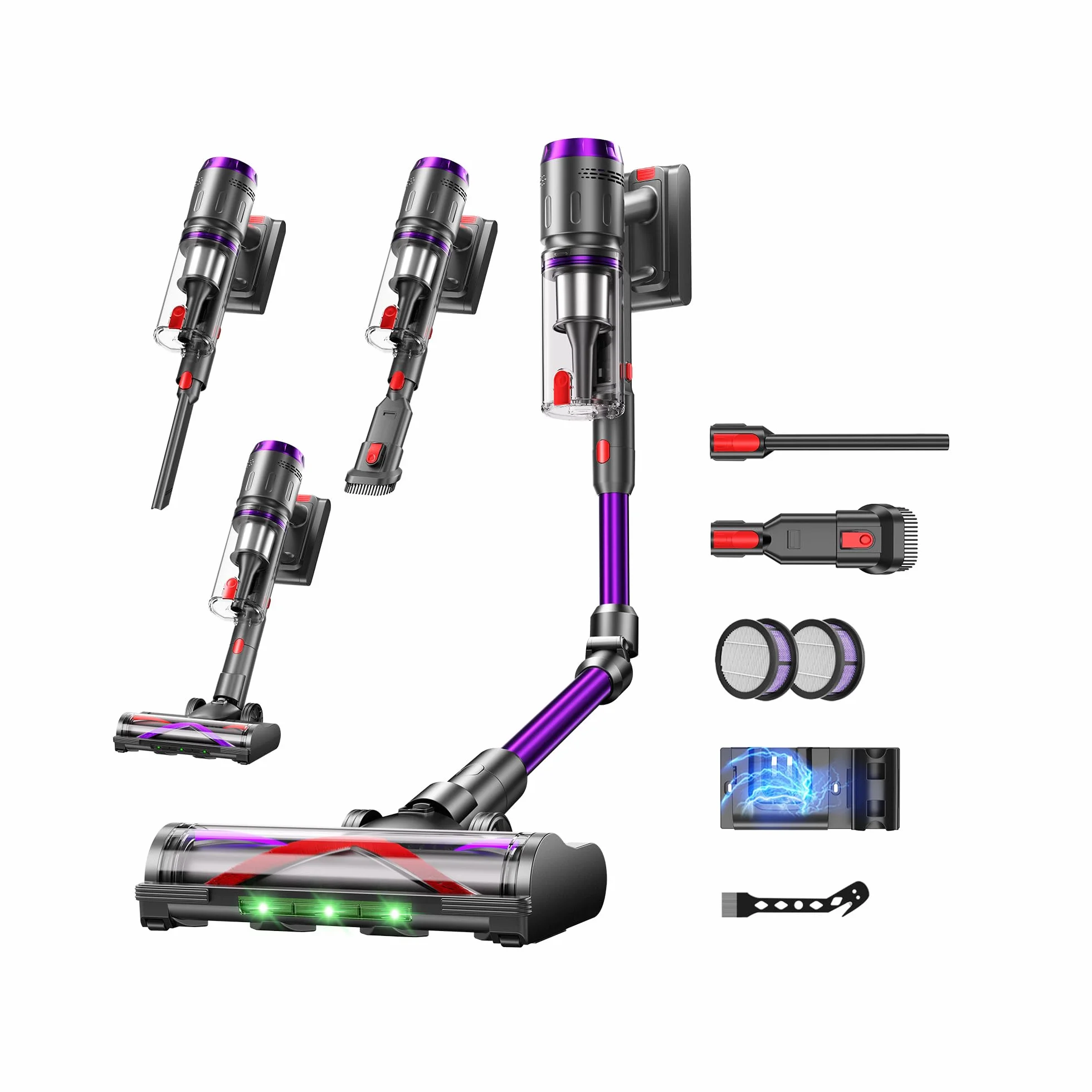 GIDGIMO professional X Circlio Aspiradora Sin Cable 58000Pa/600W/75Min, Escoba Aspiradora sin Cable de 1.6L, Pantalla LED Inteligente, Aspirador Antienredo para Suelos, Alfombras y Pelo de Mascotas