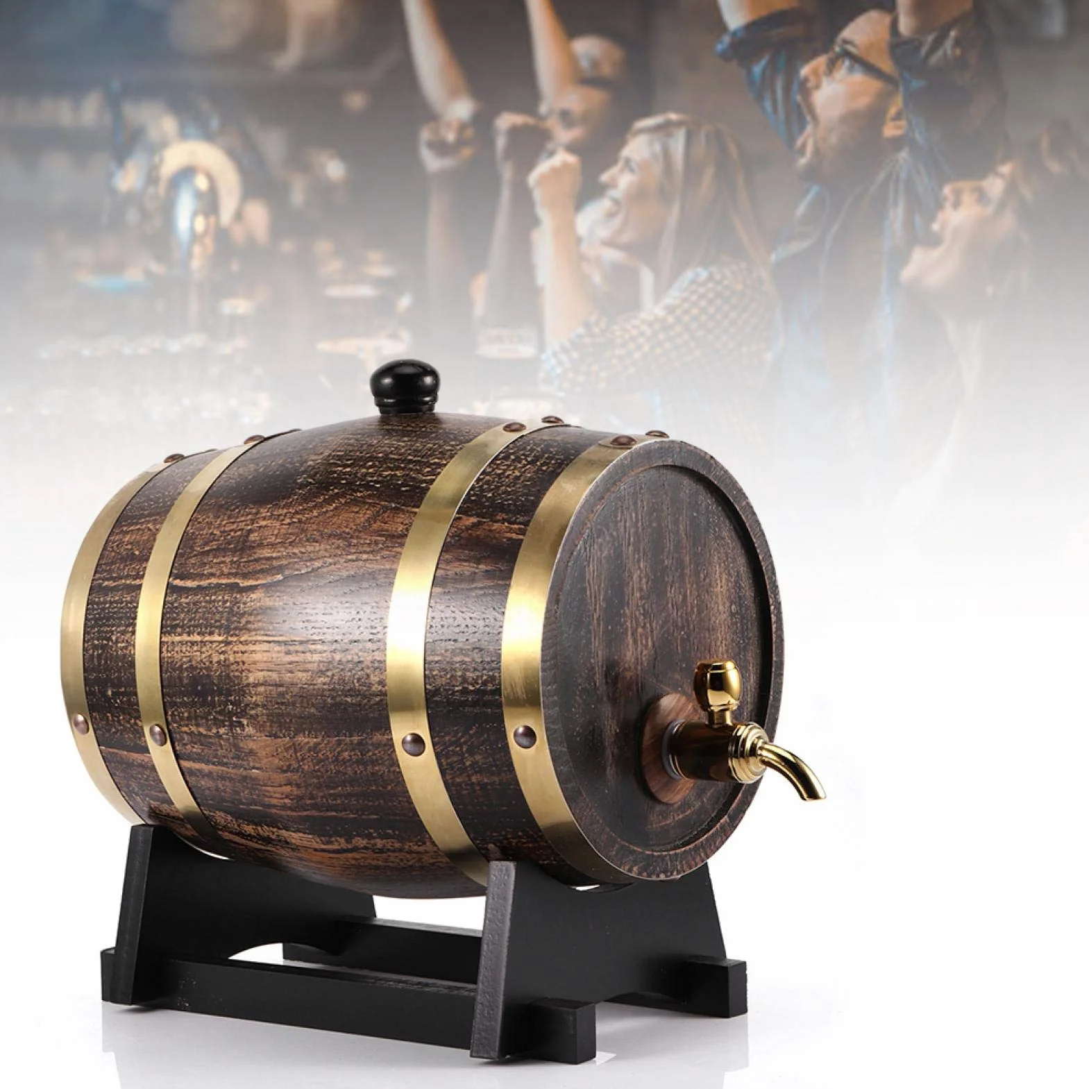 ciciglow Barril de Vino, 3L Estilo Retro Madera de Roble 3L Barril de Vino de Madera para Vino Brandy Whisky Barril de Barril