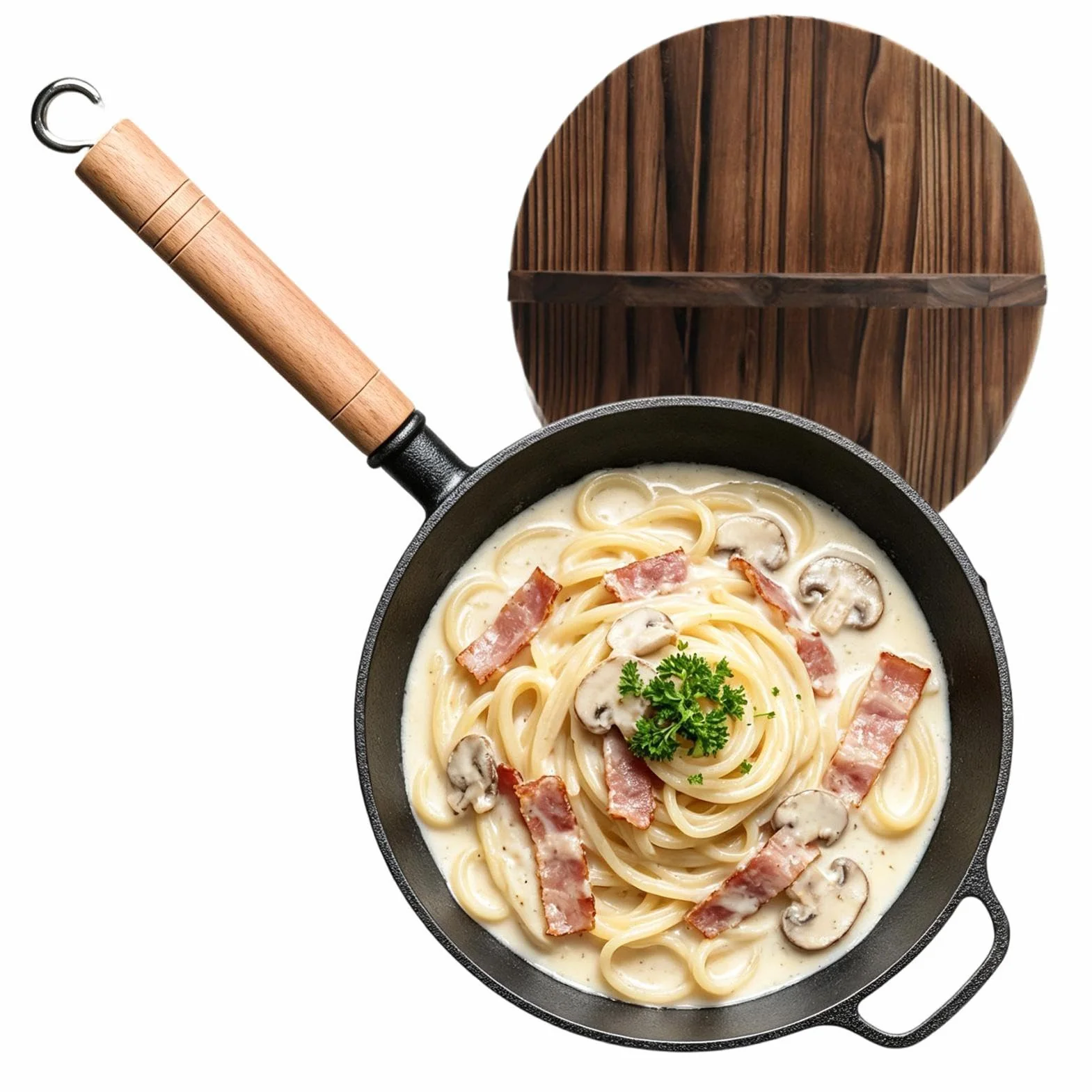 Sartén De Hierro Fundido Cacerola Ergonómica Con Mango De Madera Extraíble | Plancha Grill Cocina Para Cocinar, Hogar, Camping, Dorar, Hornear, Saltear, Tortilla, Pescado, Huevos