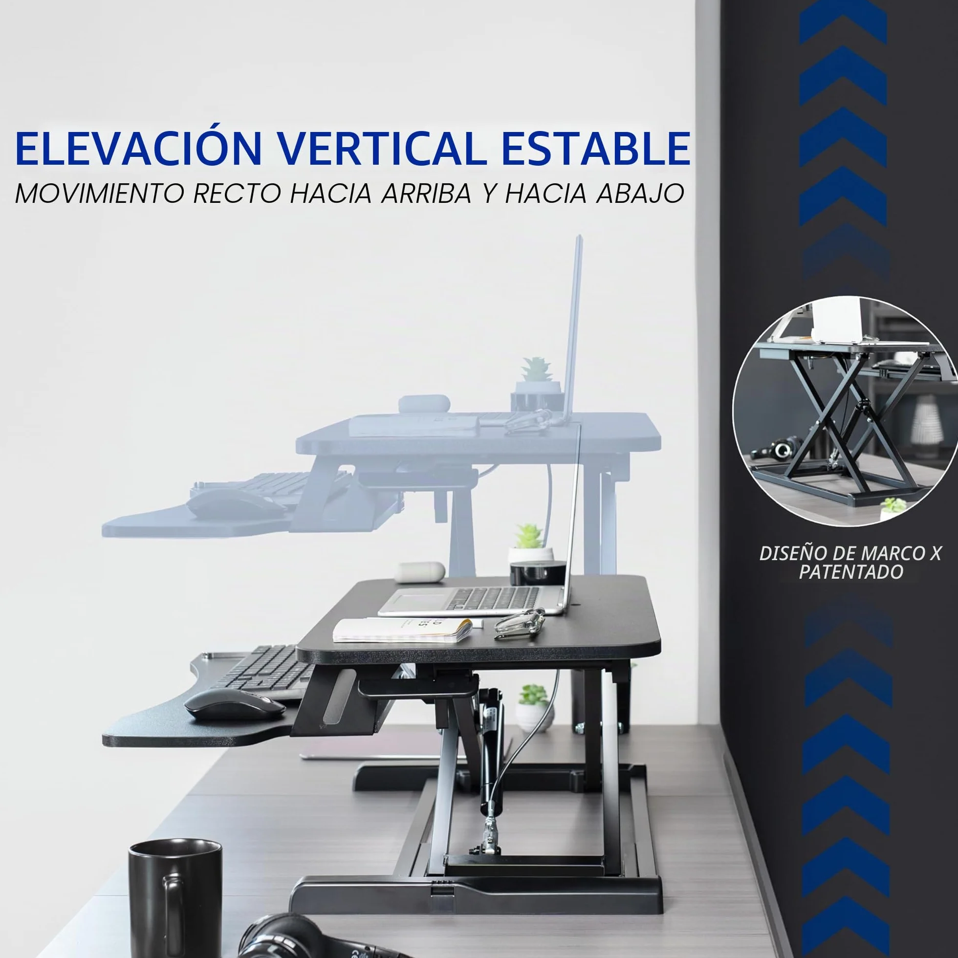 VIVO Convertidor de Escritorio de 80 centímetros, Serie K, Elevador de Altura Ajustable para Sentarse a pie, Monitor Dual y estación de Trabajo para Laptop con Bandeja Ancha para Teclado, Negro