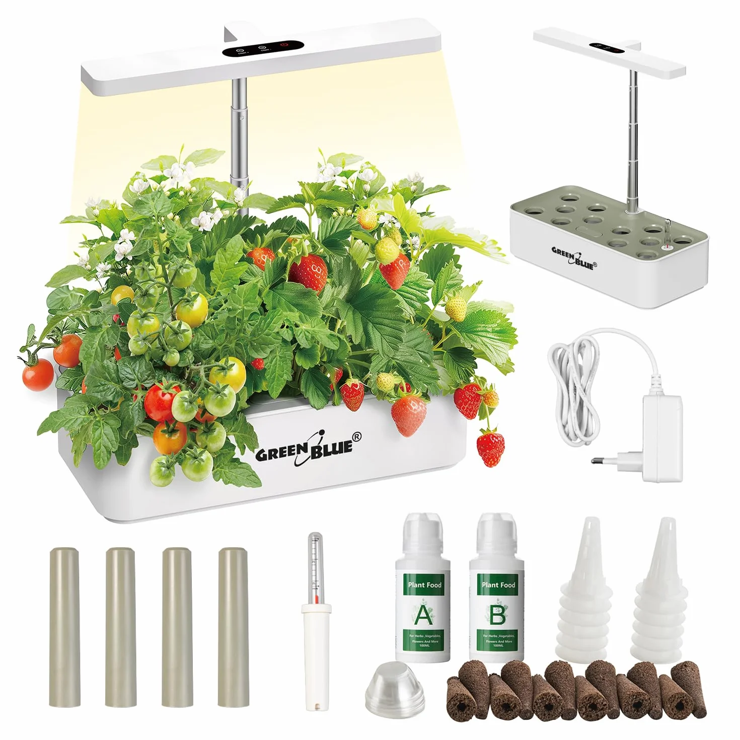 GreenBlue GB133 Maceta Inteligente Smart 12 Plantas 4 L | Cultivo automático | Pantalla táctil | Iluminación Ajustable 55-315 mm