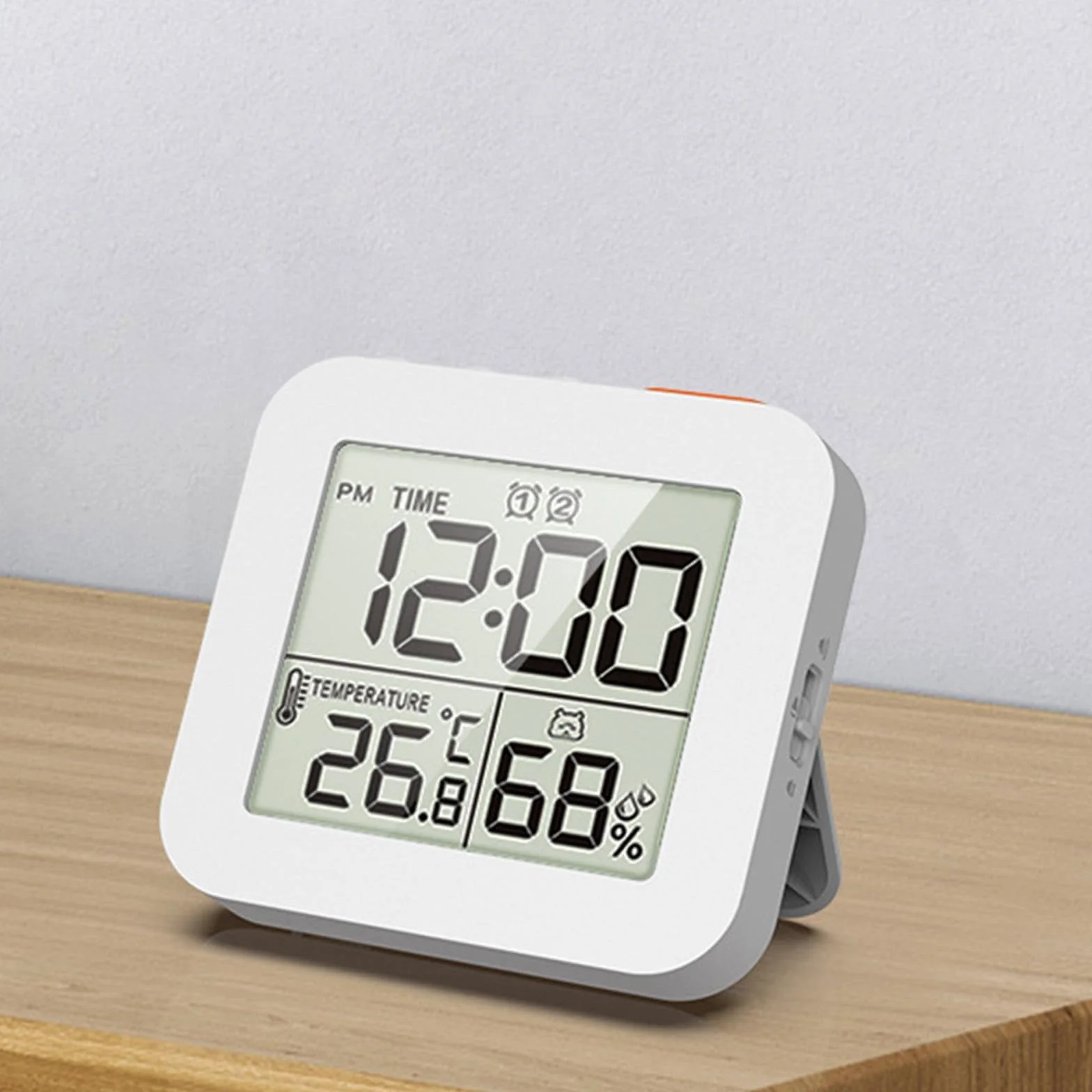 Perfk Reloj de Baño Digital Temporizador Ducha Alarma Impermeable Cocina Higrómetro Pared Blanco