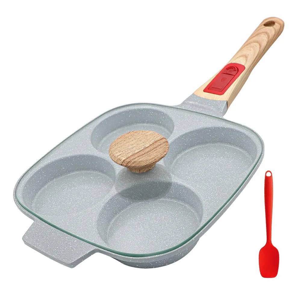 RANX INGST Sartén Tortitas con Tapa, Revestimiento Cerámico Antiadherente, Sartén para Huevos con Mango Extraíble para Desayuno - Azul