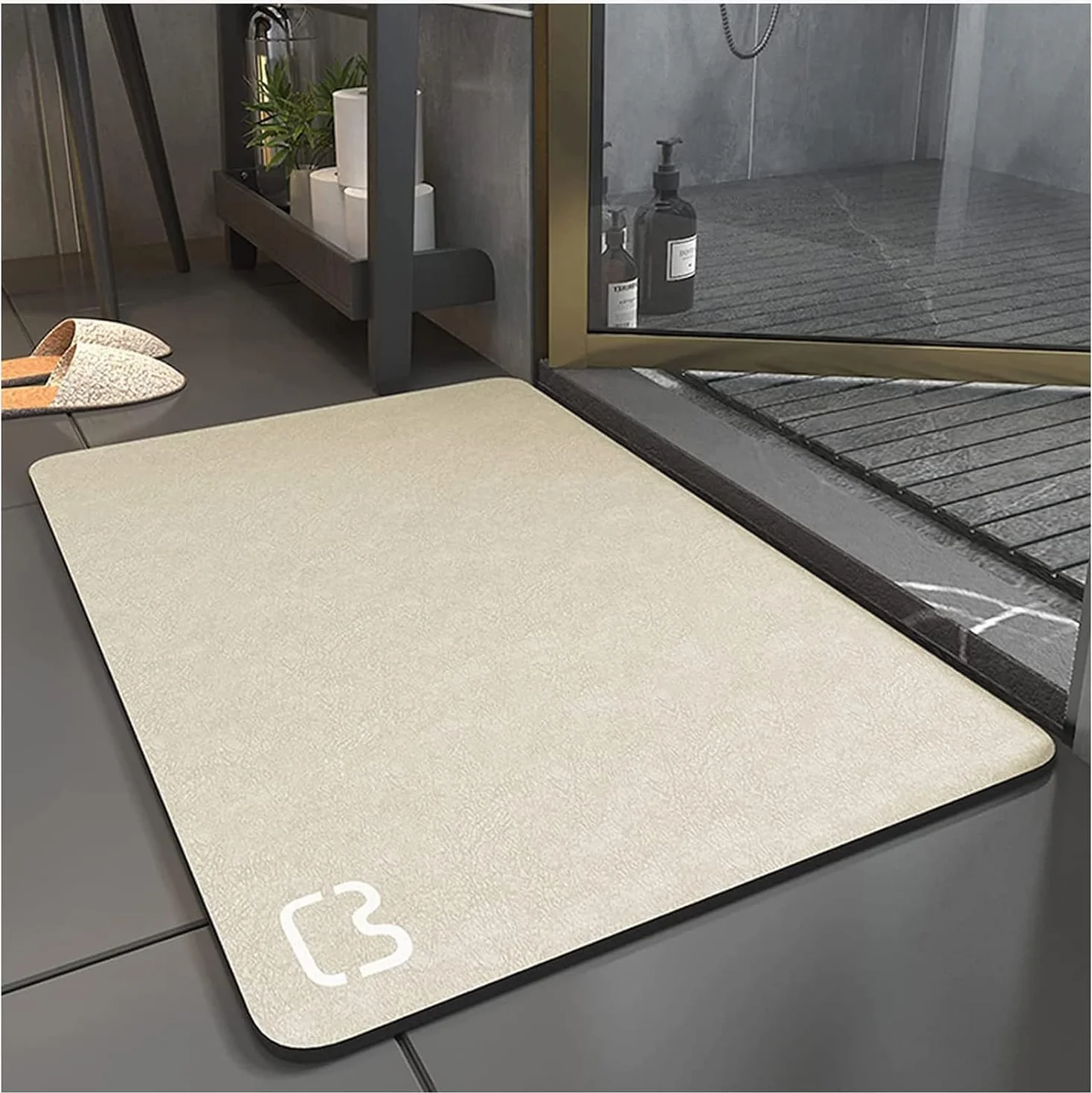 Alfombra de baño antideslizante súper absorbente, diatomita, alfombra de baño de microfibra, bañera de ducha suave de secado rápido