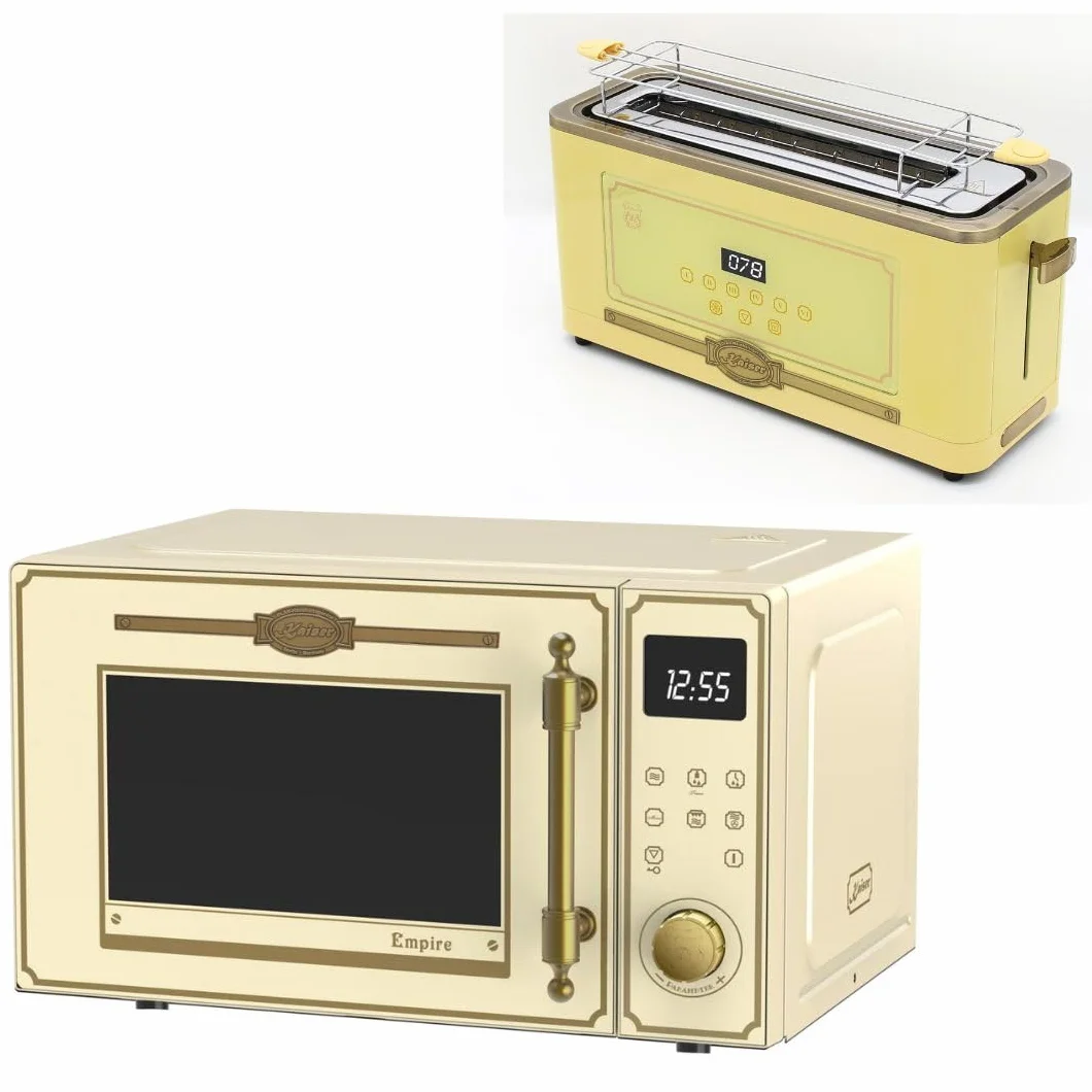 Kaiser Empire M 2530 ElfEm - Microondas (25 L, con parrilla de aire caliente, 25 funciones, incluye tostadora retro T 4000 ElfEm, 6 niveles de tostada, función de descongelación, función de