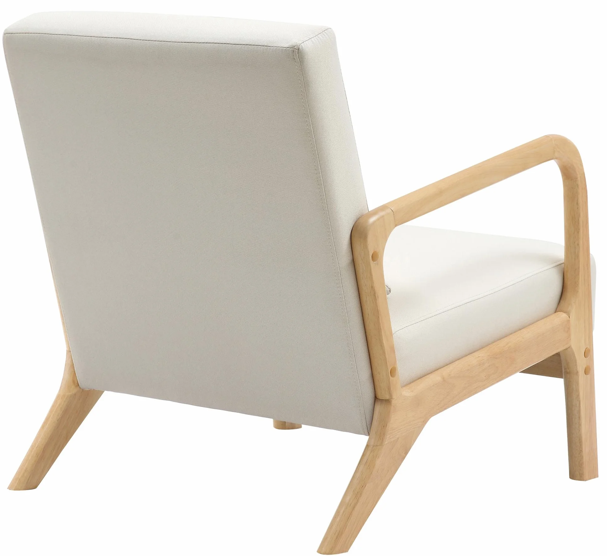 CLP Sillón Hibbing en Tela con cojín I Silla de Descanso con Base & reposabrazos de Madera I Butaca alcochada nórdica con Respaldo, Color:Crema