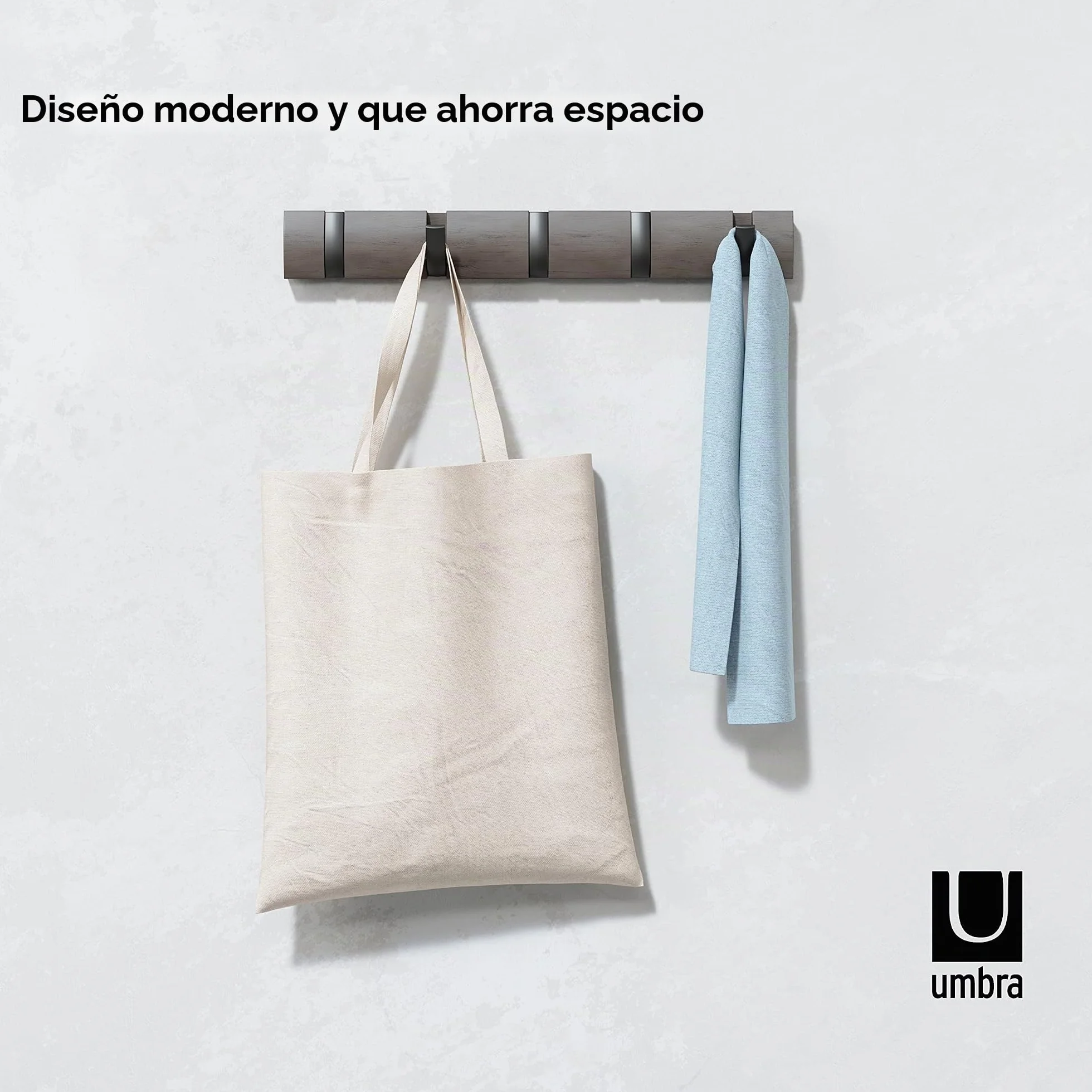 Umbra Flip Perchero de pared 5 ganchos extraíbles Álamo Gris Peltre