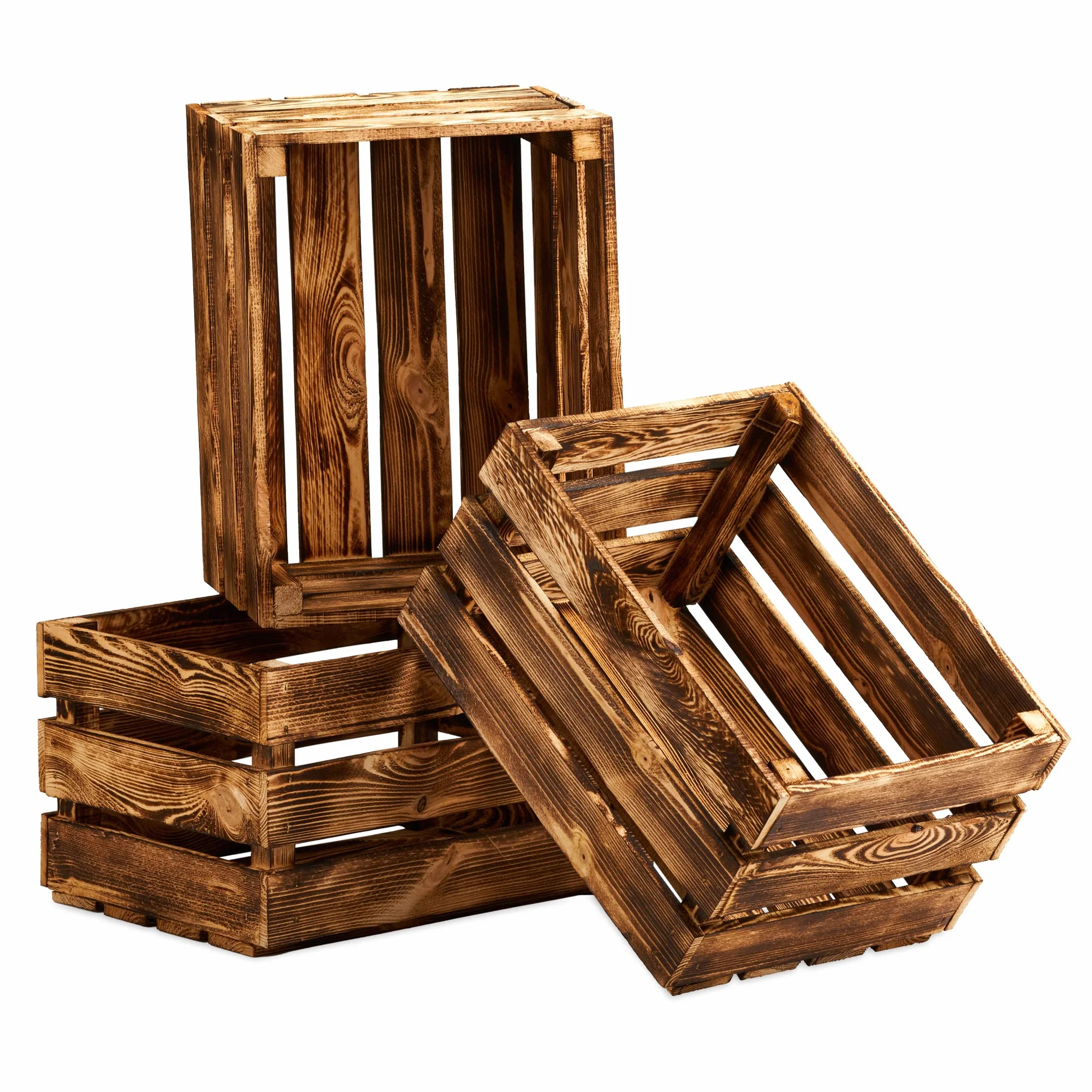 Cakla Cajas de Madera Vintage 3 Unidades XL 50 x 40 x 30 cm, Cajas de Madera, Caja de Regalo, Cajas, Caja de Madera Decorativa para Objetos