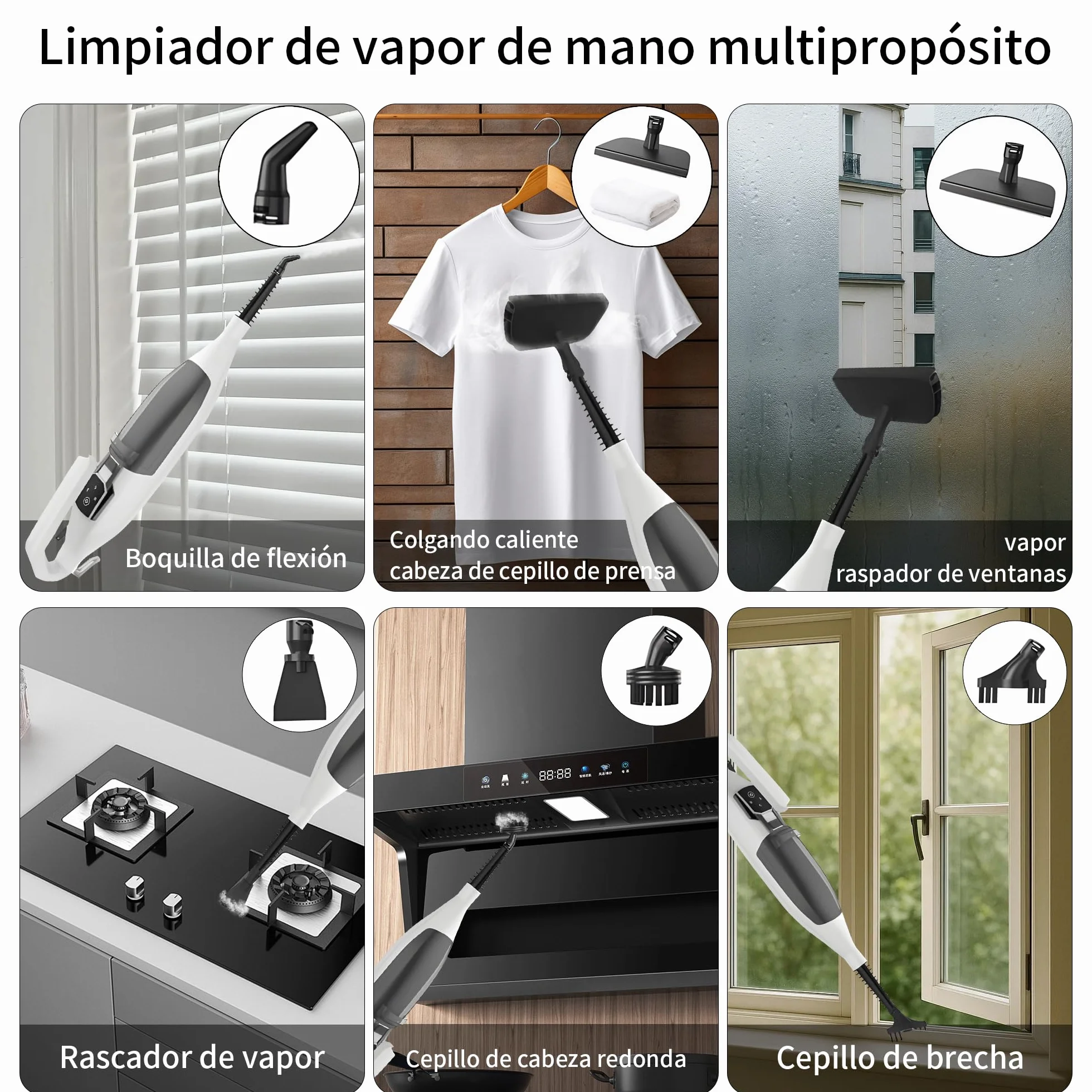 Escoba de Vapor,Escoba de Vapor para Suelos Duros, Limpieza Profunda, Limpiador de Vapor portátil multifunción, 13 Accesorios para Suelos de Madera, Laminado, Vinilo, baldosas