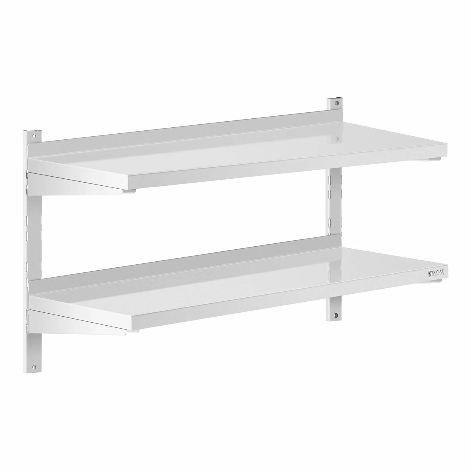 Royal Catering Estante De Pared Metálico Estantería para Cocina RCWR-1000.4 (Montaje a Pared, Capacidad: 40 kg, Acero Inoxidable, 2 baldas, 40 x 100 cm)