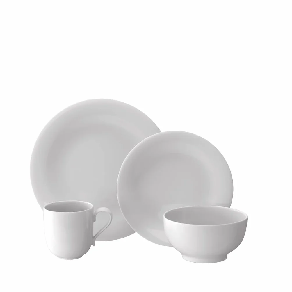 Villeroy & Boch New Cottage Basic - Juego de 4 piezas | Lugar de porcelana en la forma suave y orgánica de la colección New Cottage Basic, un regalo de inauguración de la casa