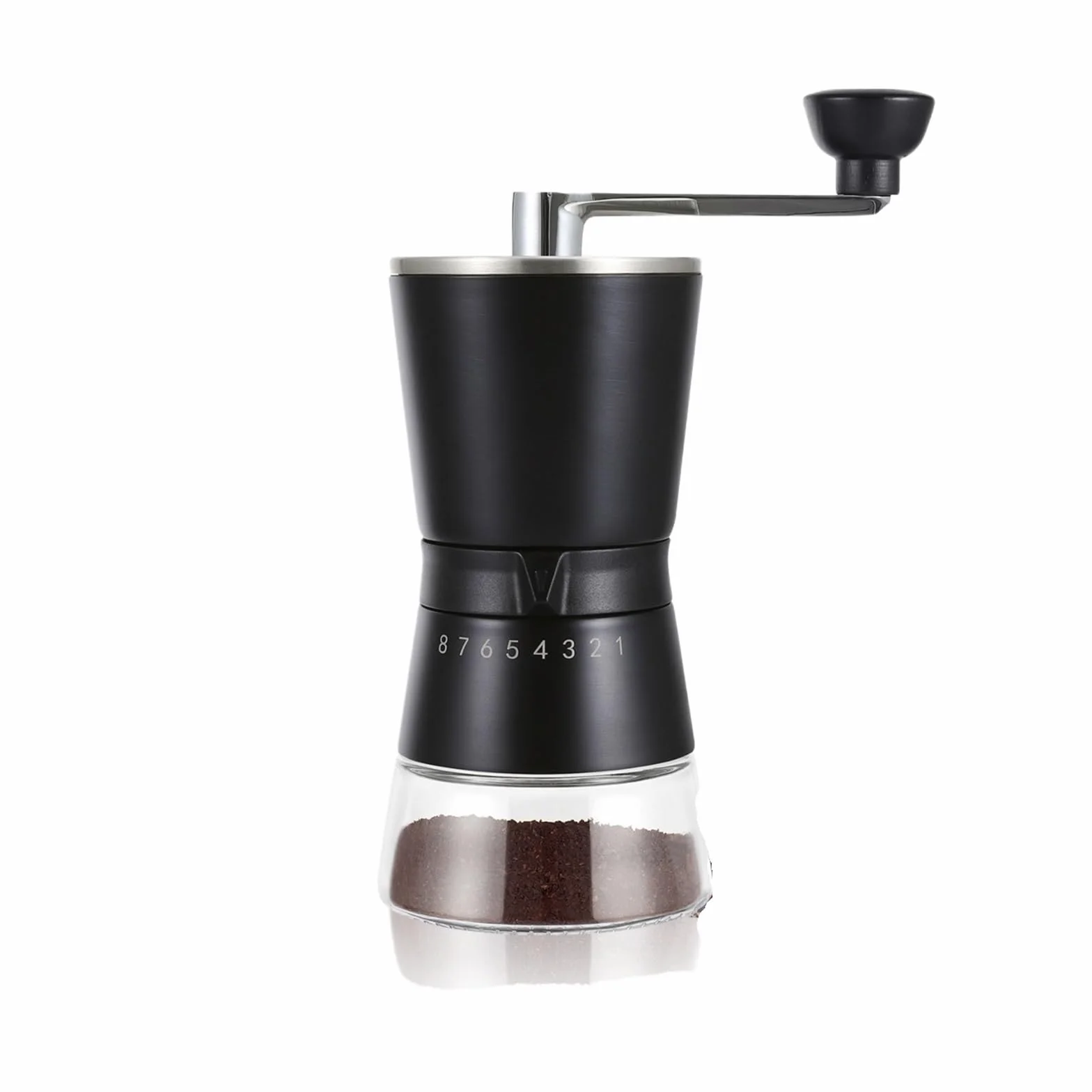 Molinillo de café manual, material vidrio, máquina portátil for exteriores, cerámica, utensilio cocina(Black)