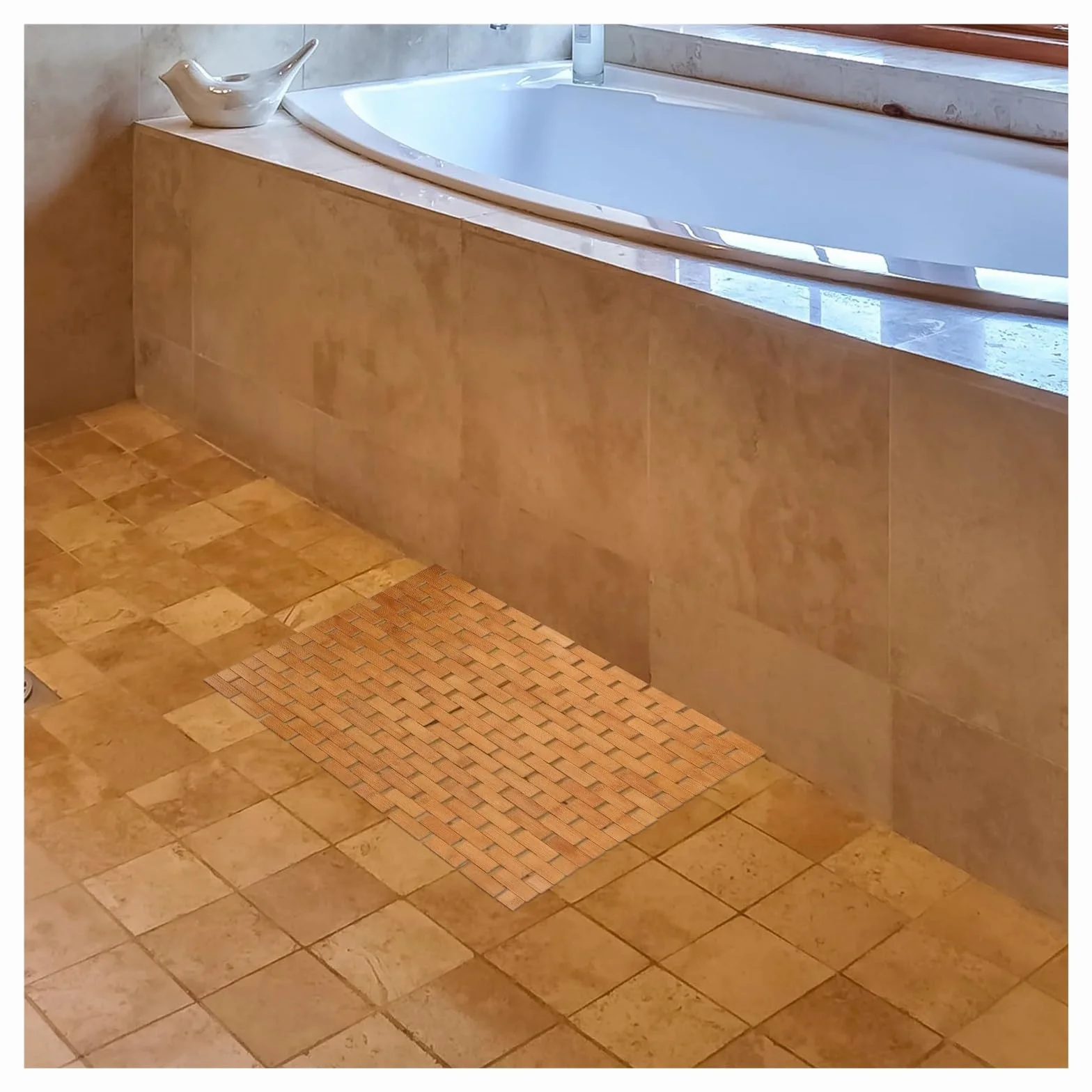 Alfombrilla de baño de Madera Alfombra de baño Piso Ducha Antideslizante | Bañera Baño Antideslizante Cuadrado Habitación Minimalista Dormitorio