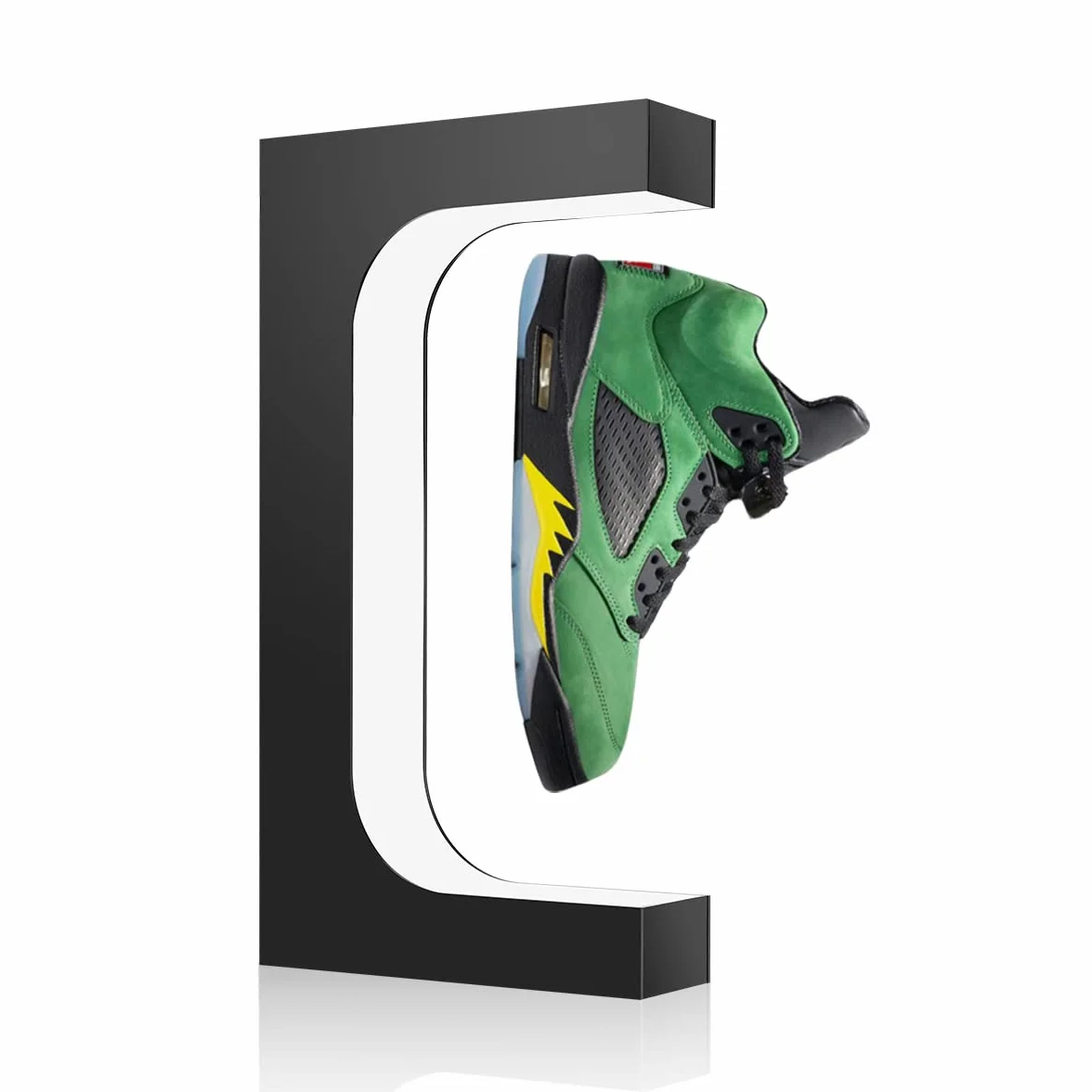 UVEHAS Expositor de Zapatos Flotante Soporte Magnético para Zapatillas con Luz LED Rotatorio Levitando Estante de Soporte para los coleccionistas de zapatos, Decoración del hogar, Negro