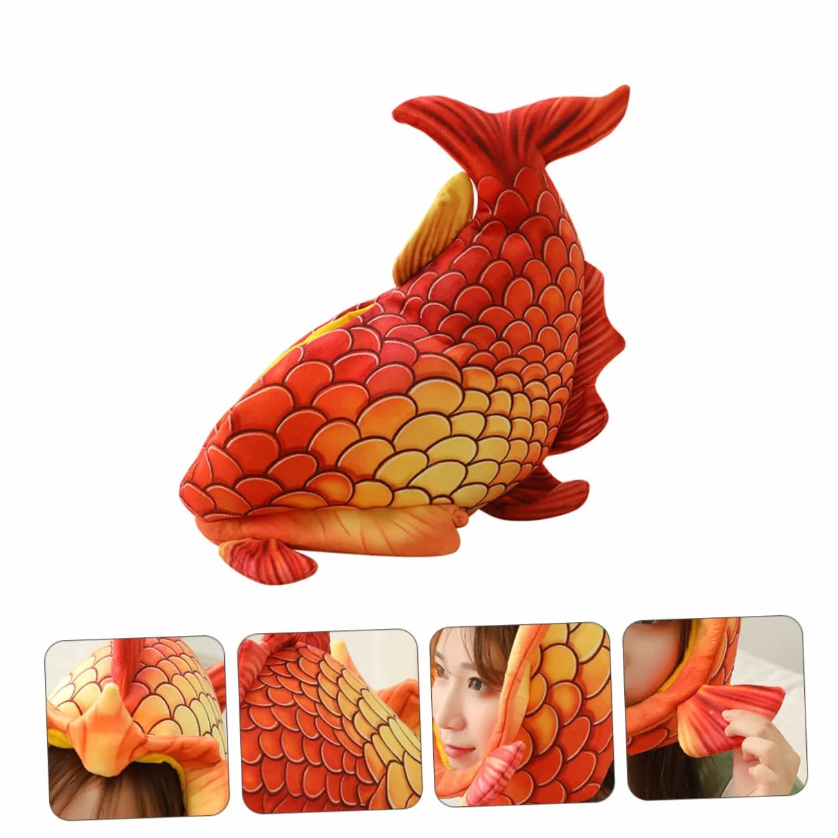SOIMISS Sombrero de Disfraz para Rojo Diseño de Pez Cabeza, Tocado Creativo para Halloween y Fiestas, Accesorio Divertido para Juegos de Rol y Actuaciones