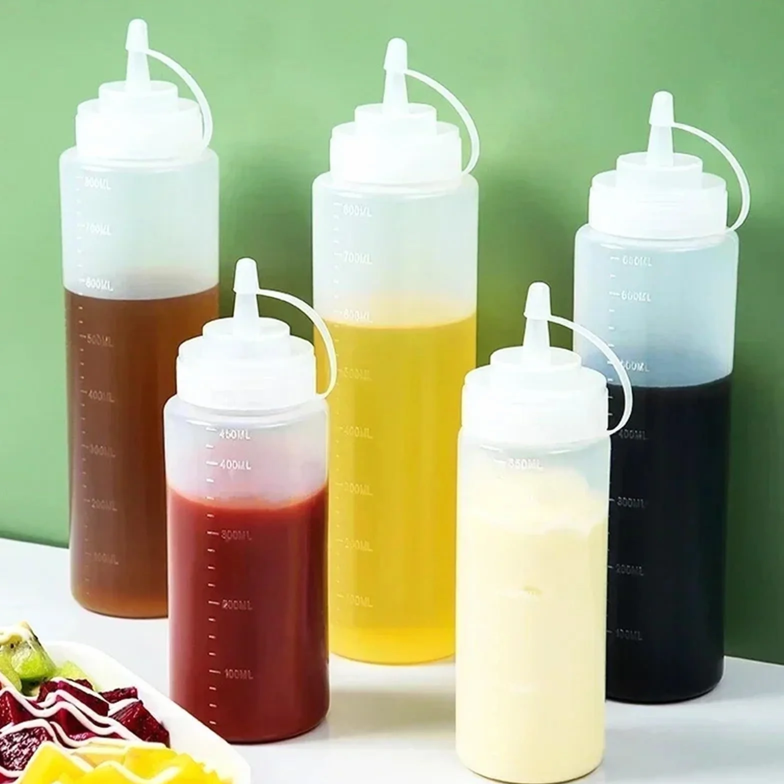 10 Uds Ketchup salsas for barbacoa botella de aceite oliva botellas grandes for condimentos con boquillas dispensador salsa utensilio cocina para Salsa(500ml)