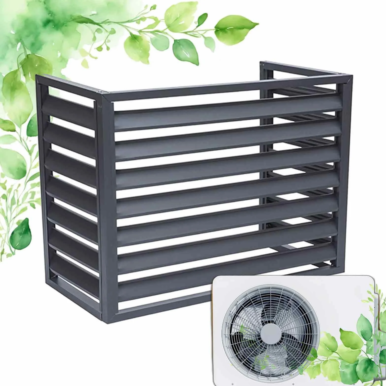 100×50×70(1.5P) Gris Sin Cub Cubierta Protectora Aire Acondicionado Aluminio - Dnowegas Funda Exterior Antirrobo Resistente Inclemencias Decorativa Pantalla Privacidad Ventilación