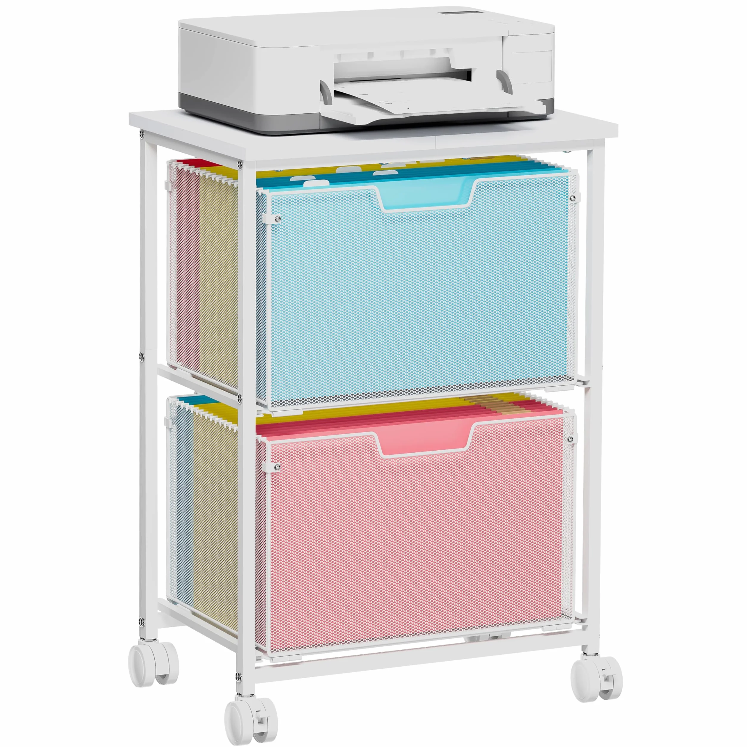 Sbanmao Archivador rodante para carta/legal, color blanco, 2 cajones, para oficina en casa