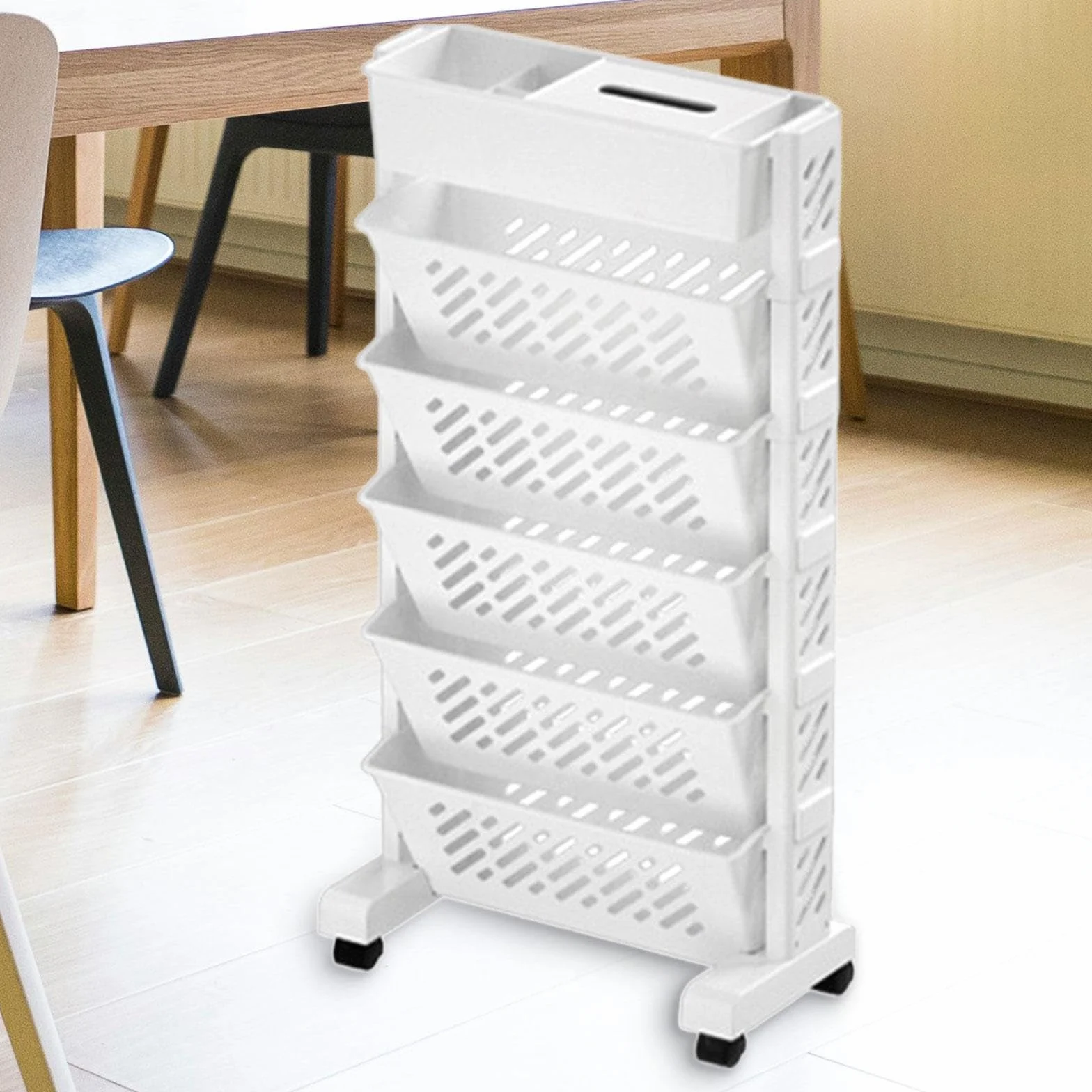 Sharplace Estantería Móvil para Libros, Soporte con Ruedas para Decoración, 6 capas
