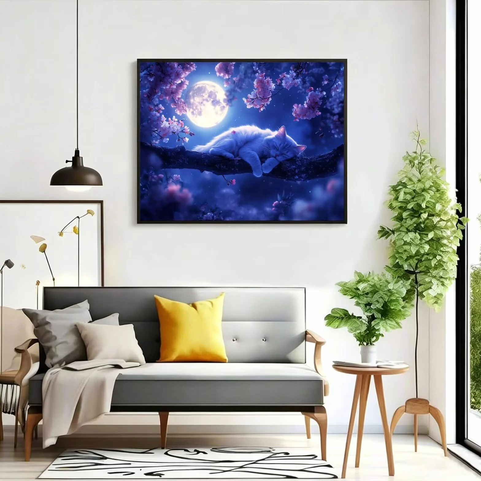 Pintar por Numeros Luna Pinturas Acrilicas gato Pintura por Numeros Adultos DIY Lienzos para Pintar, Pintura Acrilica Manualidades, Decoración para Hogar, Regalos Cumpleaños, 90x120cm Sin Marco, q-970